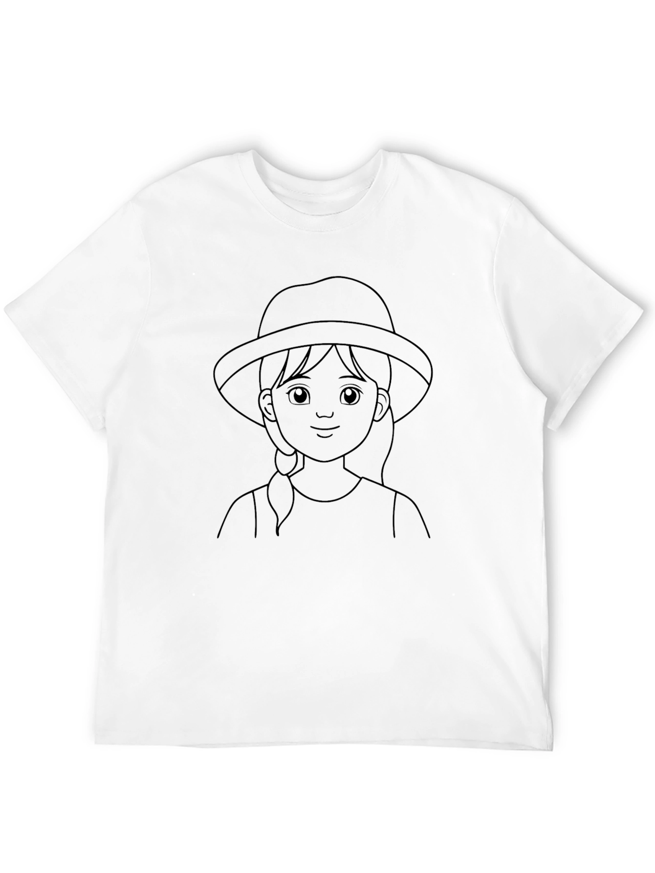 Black Cartoon Girl Hat Black T-Shirt view 12