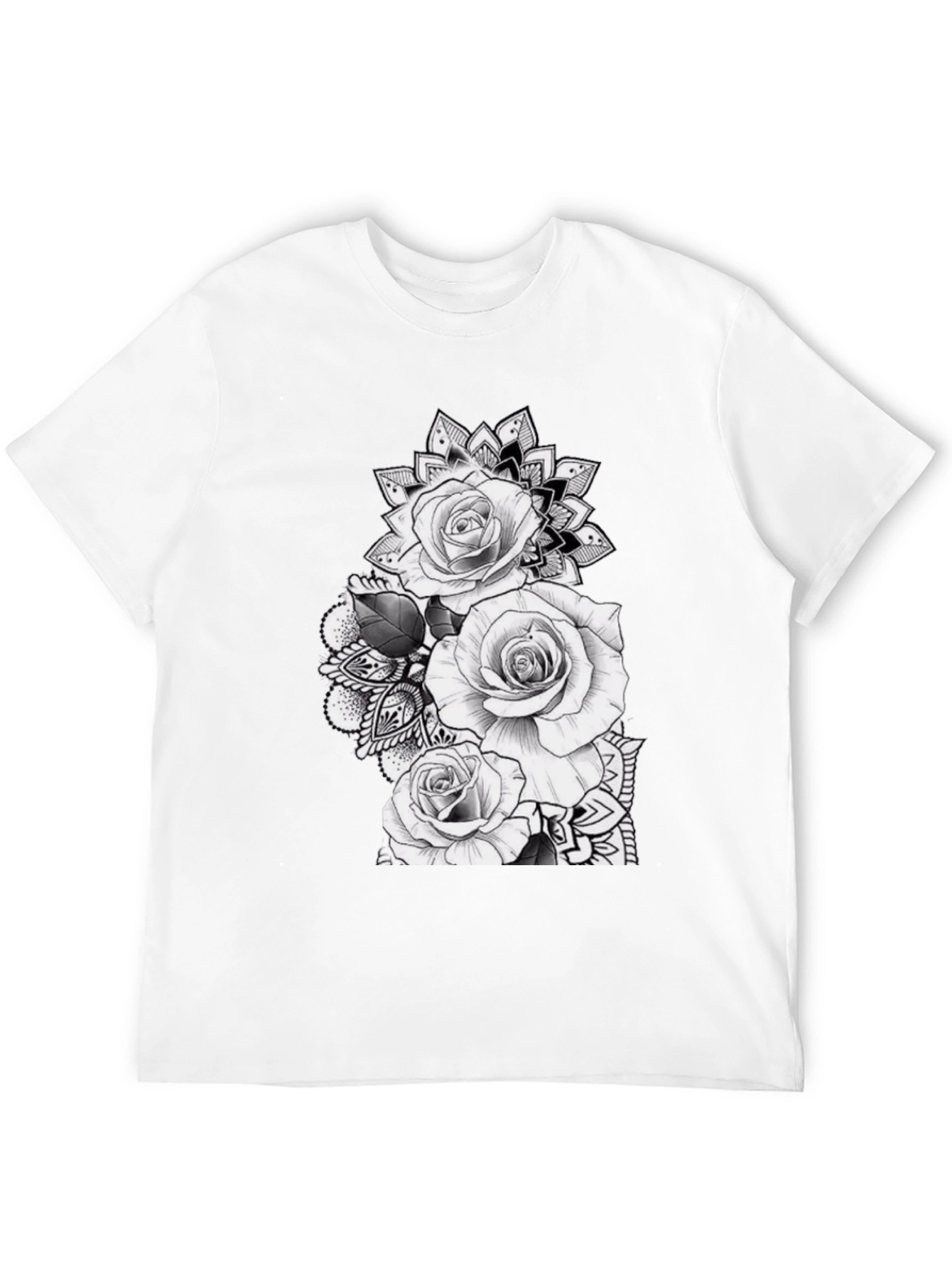 Black Black Rose Mandala Graphic Tee view 12