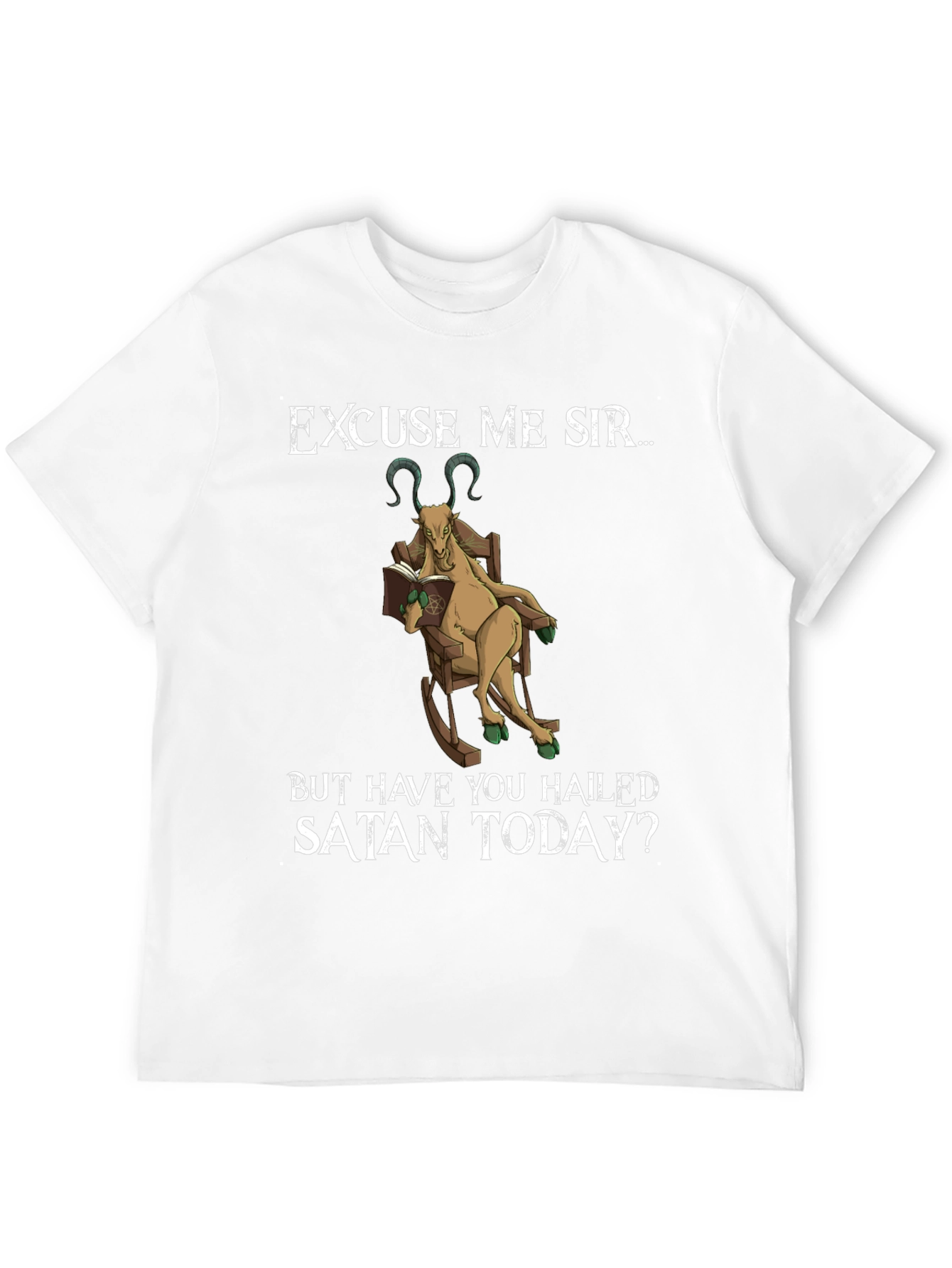 Black Excuse Me Sir T-Shirt - Hail Satan Goat Tee view 12