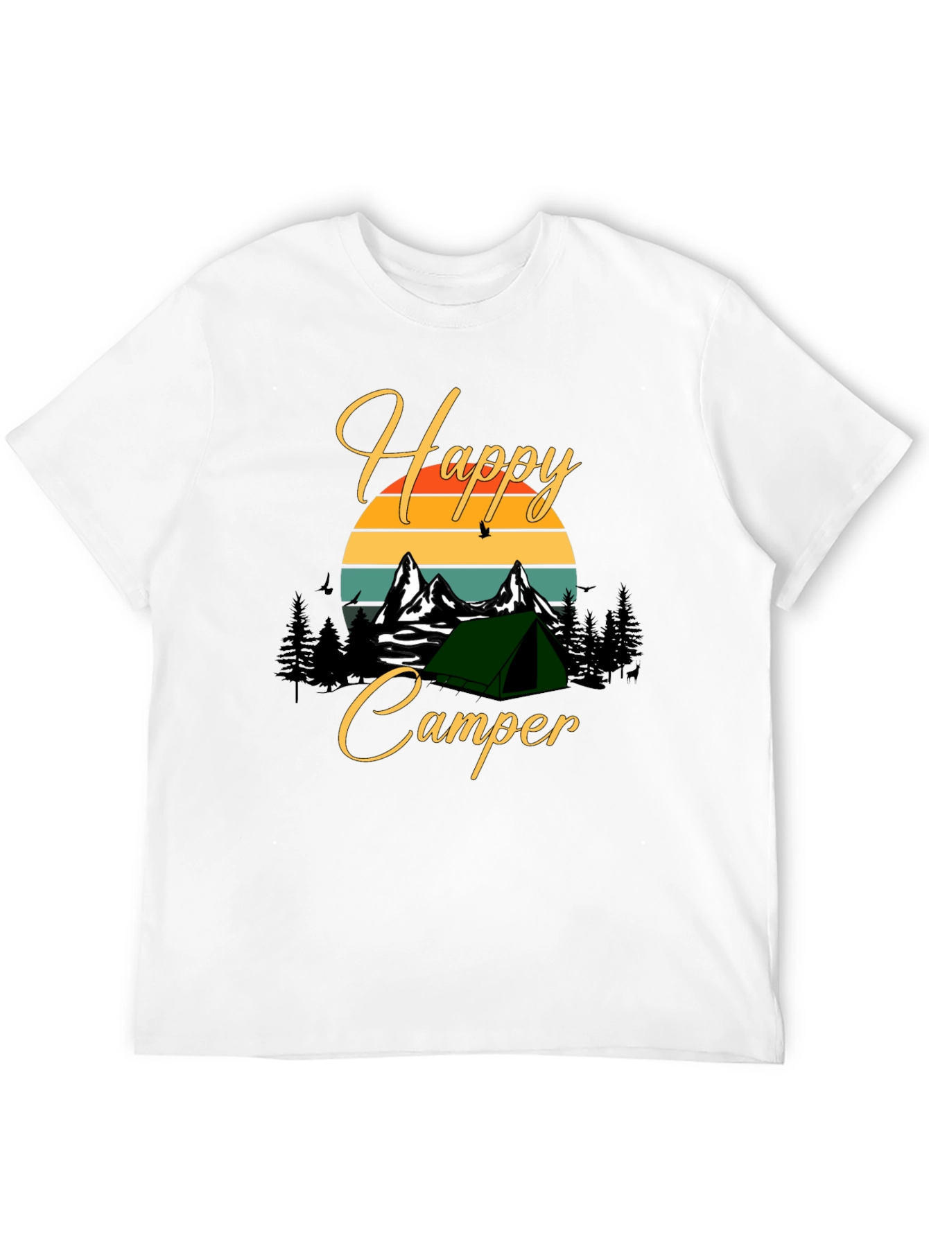 Black Happy Camper Graphic Tee - Outdoor Adventure Shirt view 12