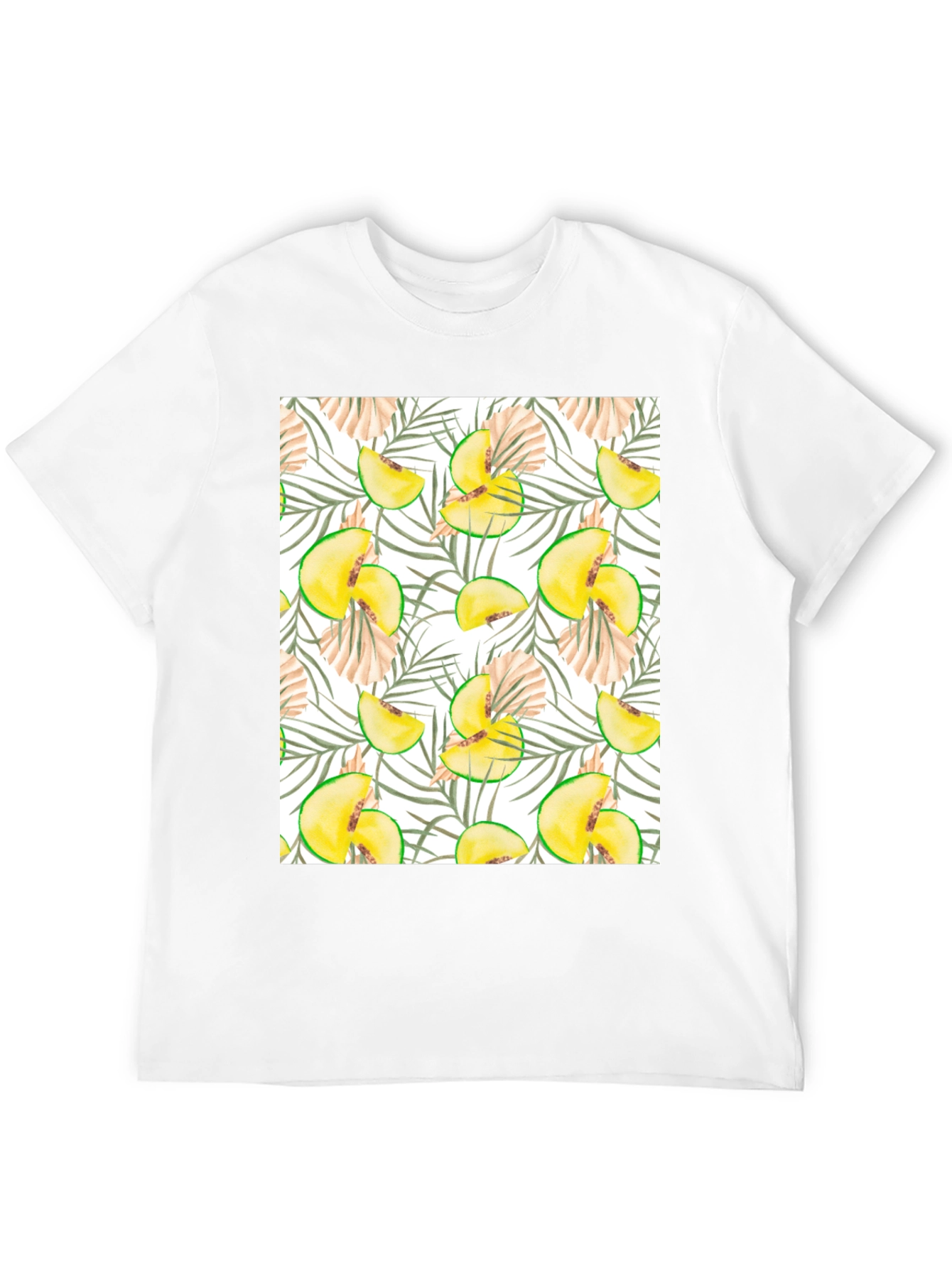 Black Tropical Peach Print Black T-Shirt view 12
