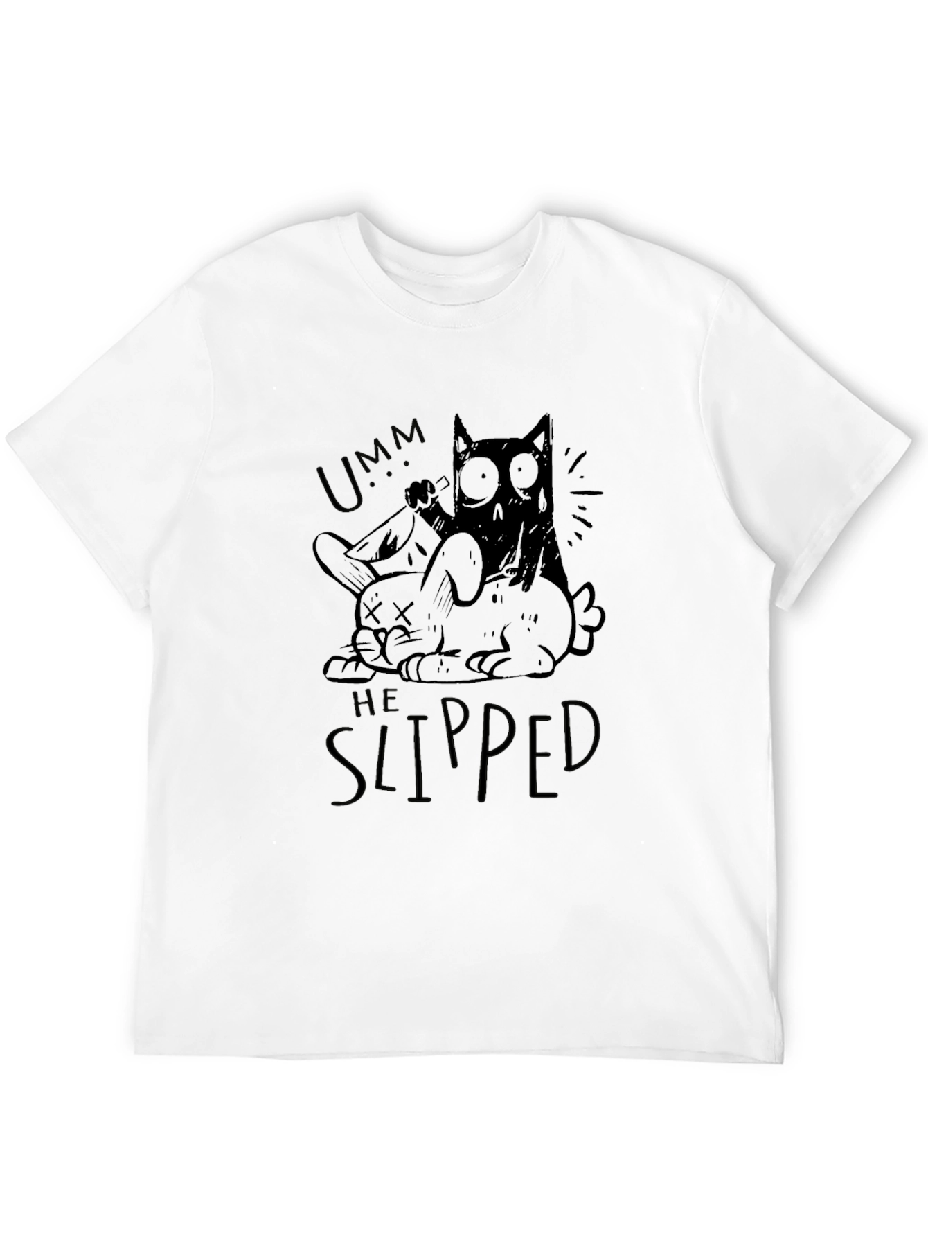 Black Umm He Slipped Graphic Tee - Black Cotton T-Shirt view 12