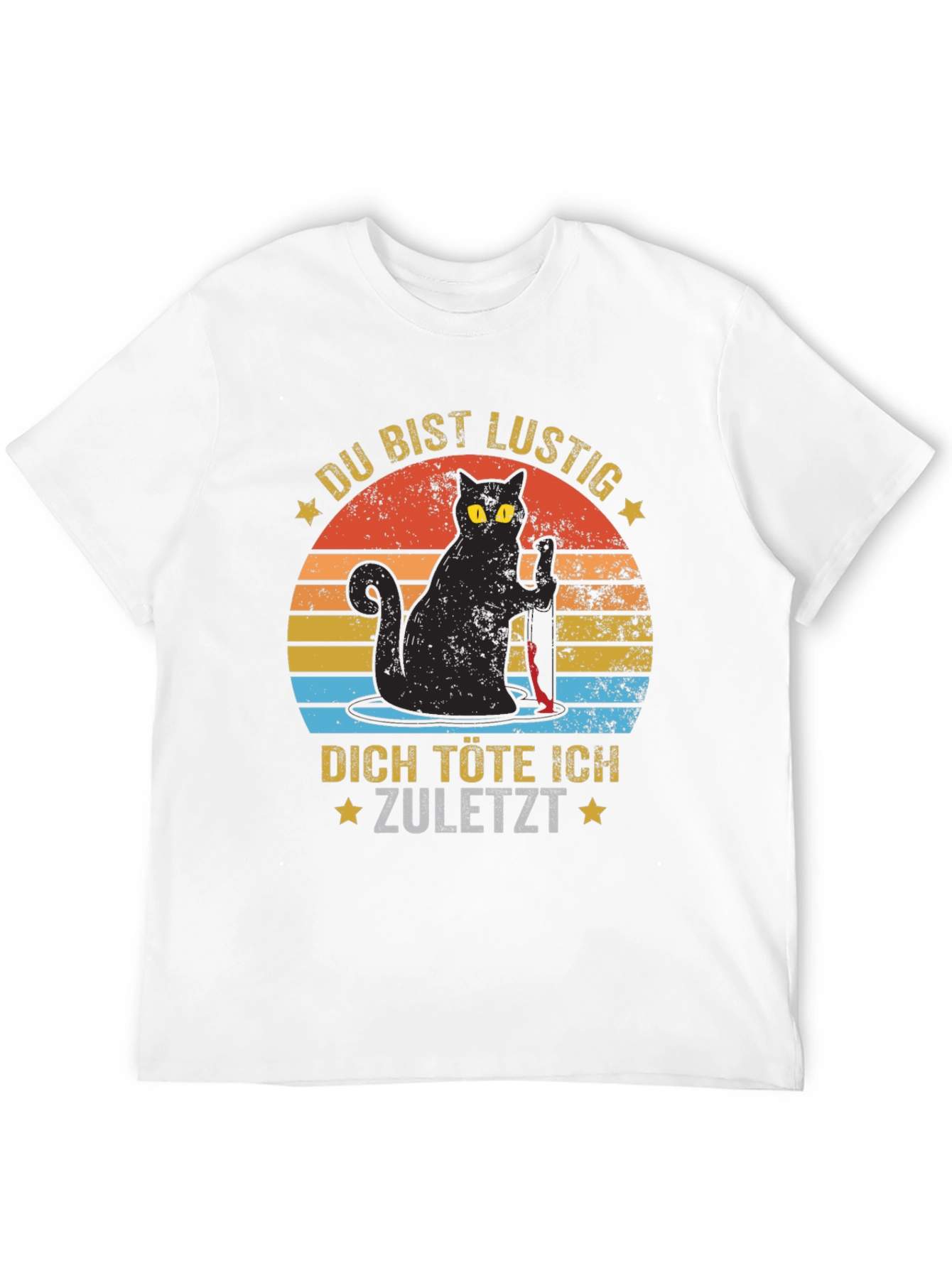 Black Funny Cat Graphic T-Shirt - German Saying view 12
