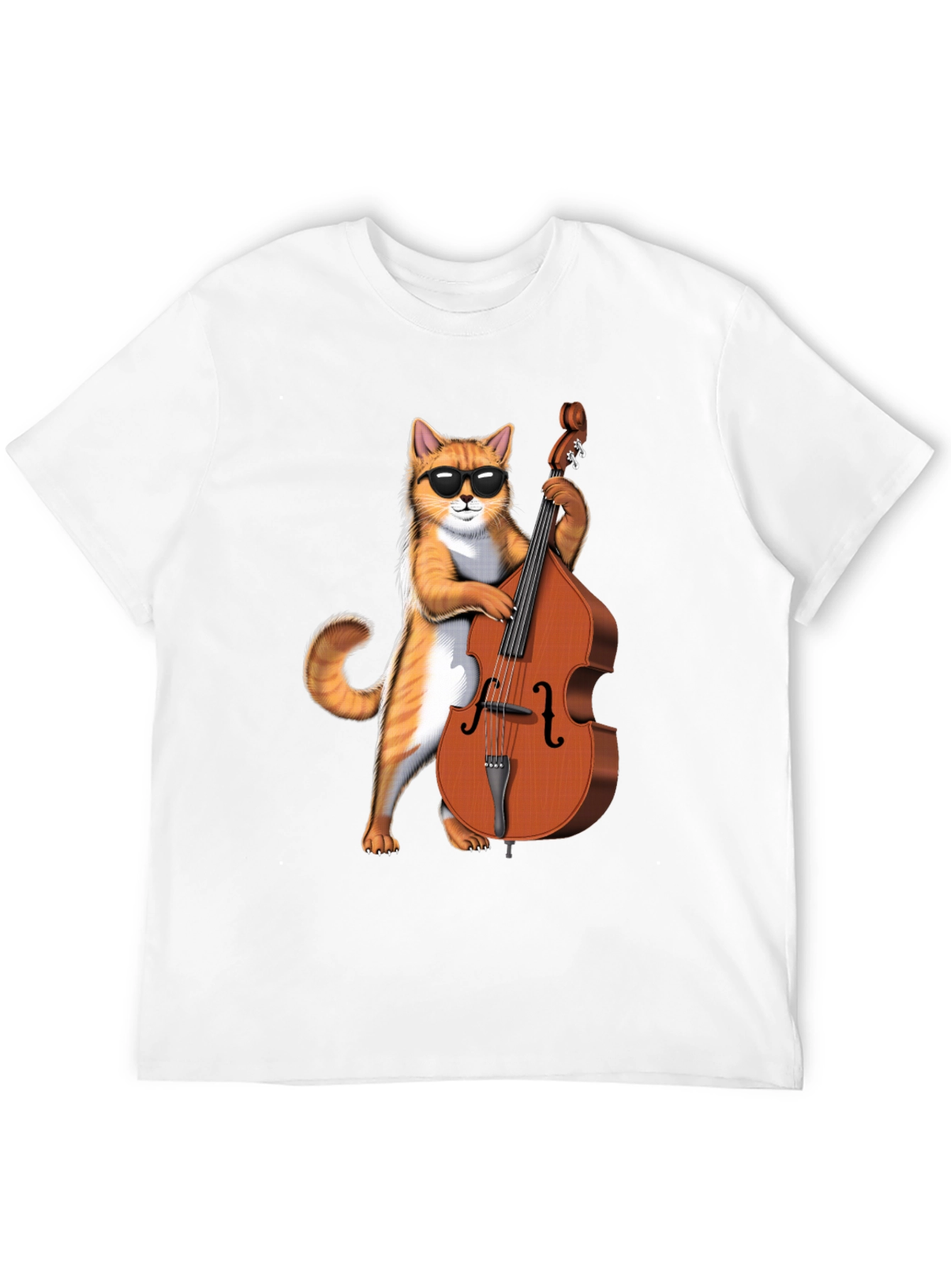 Black Cool Cat Bass Player Graphic Tee - Black Cotton view 12