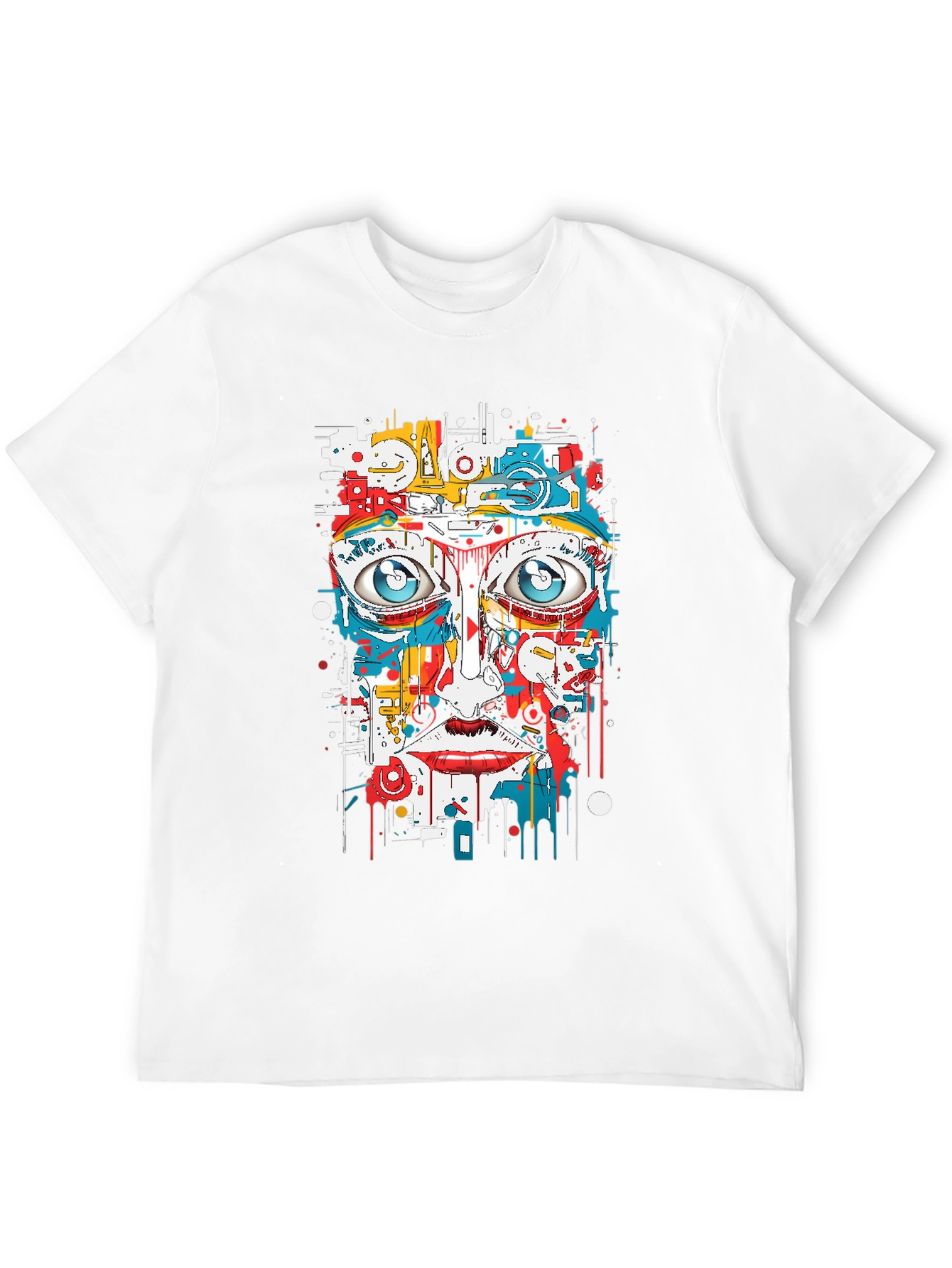 Black Abstract Face Graphic Print Black Tee view 12