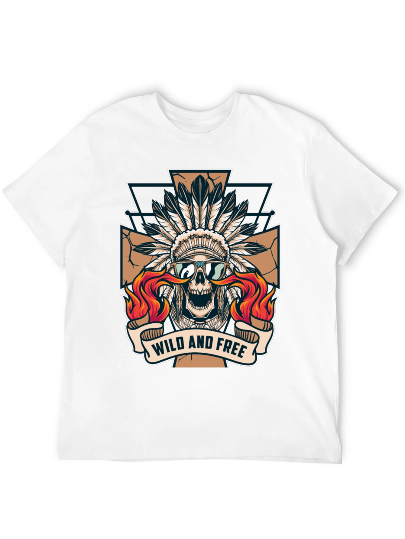 Black Wild and Free Skull Graphic Tee view 12