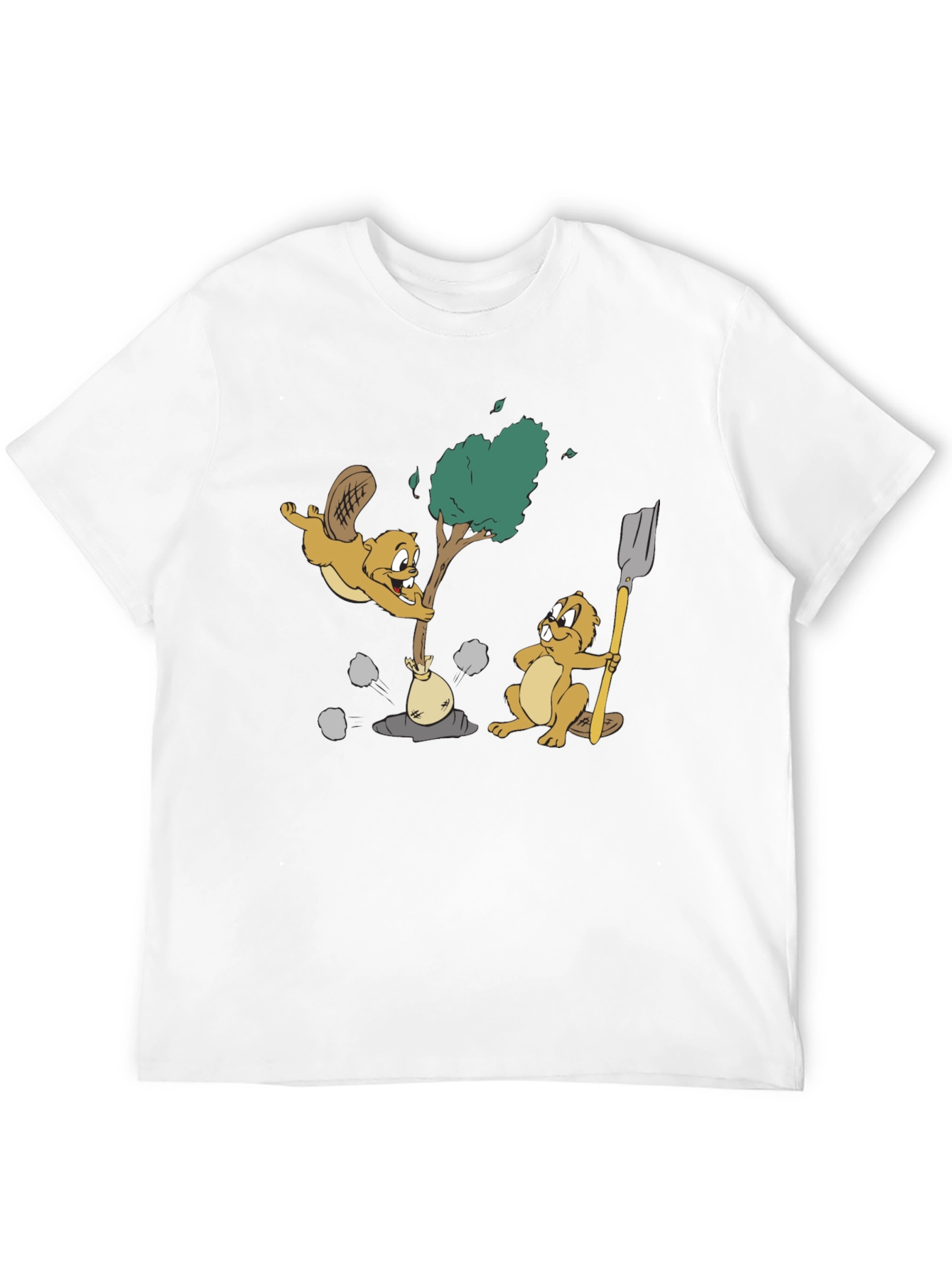 Black Funny Beaver Cartoon Graphic T-Shirt view 12