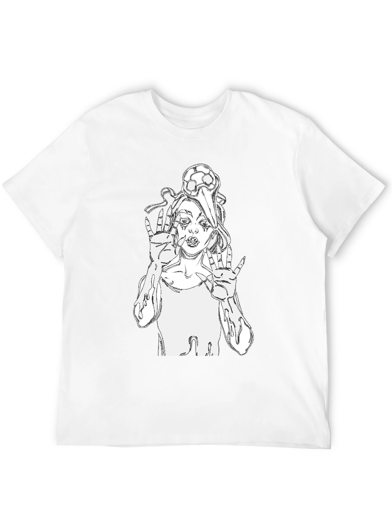 Black Edgy Graphic Tee - Black Crew Neck T-Shirt view 12