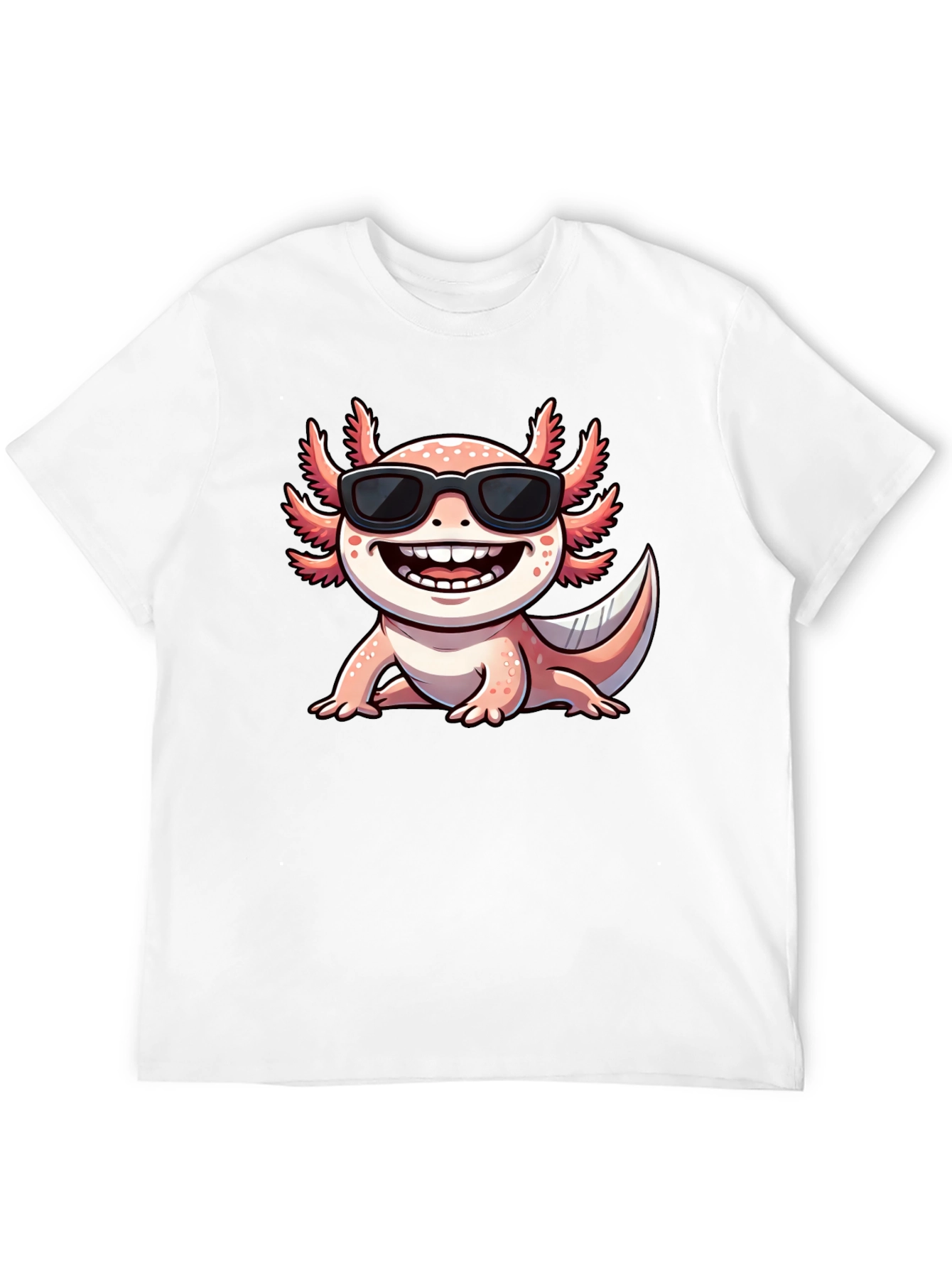 Black Cool Axolotl T-Shirt - Black Cotton Tee view 12