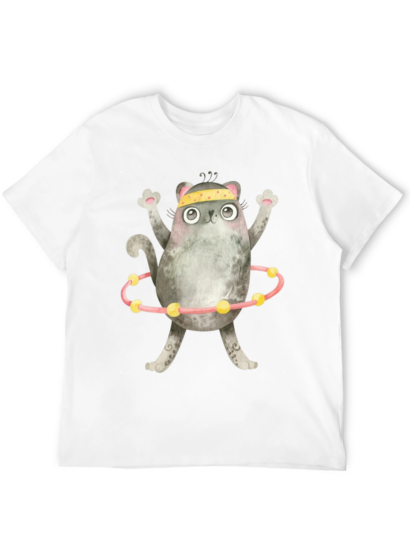 Black Funny Cat Hula Hoop Black T-Shirt view 12