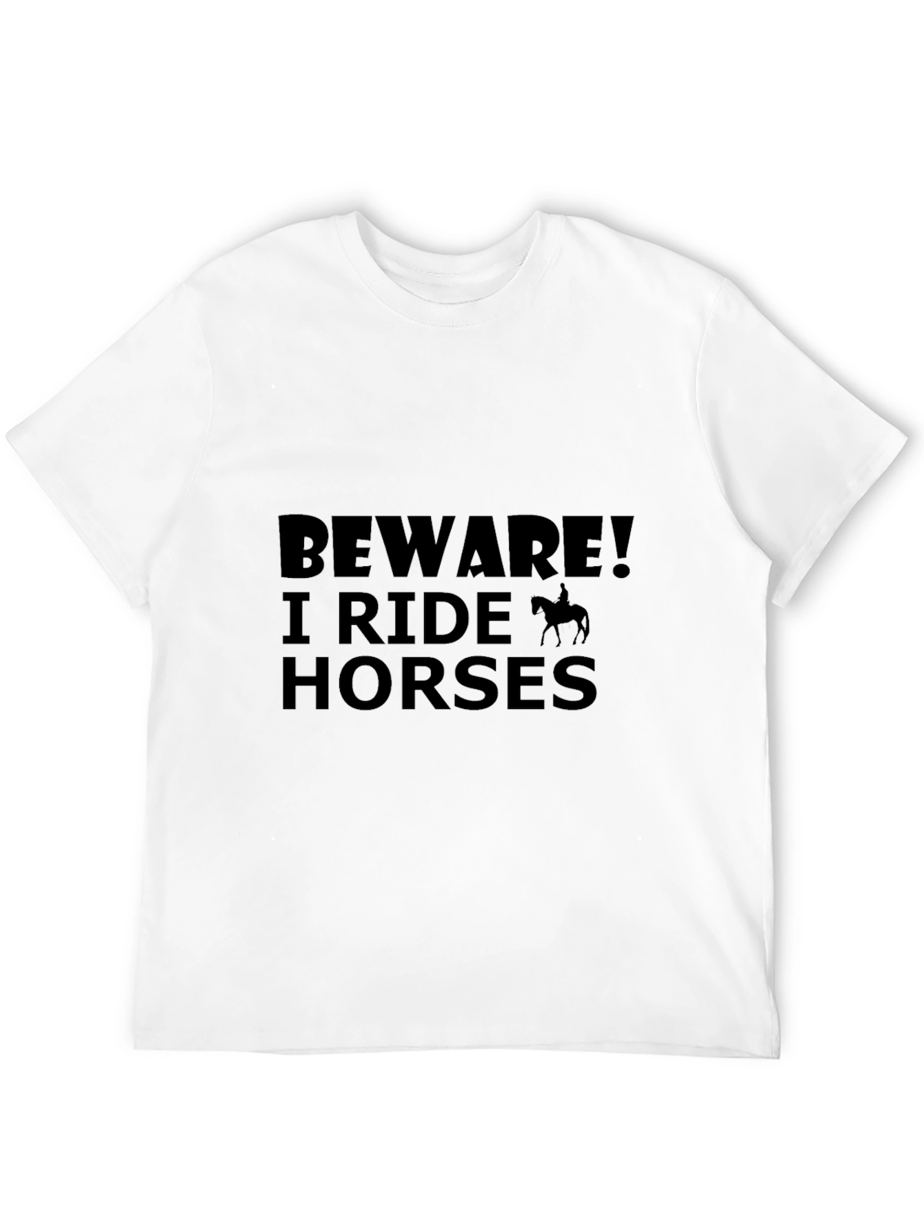 Black Beware I Ride Horses - Novelty Graphic T-Shirt view 12