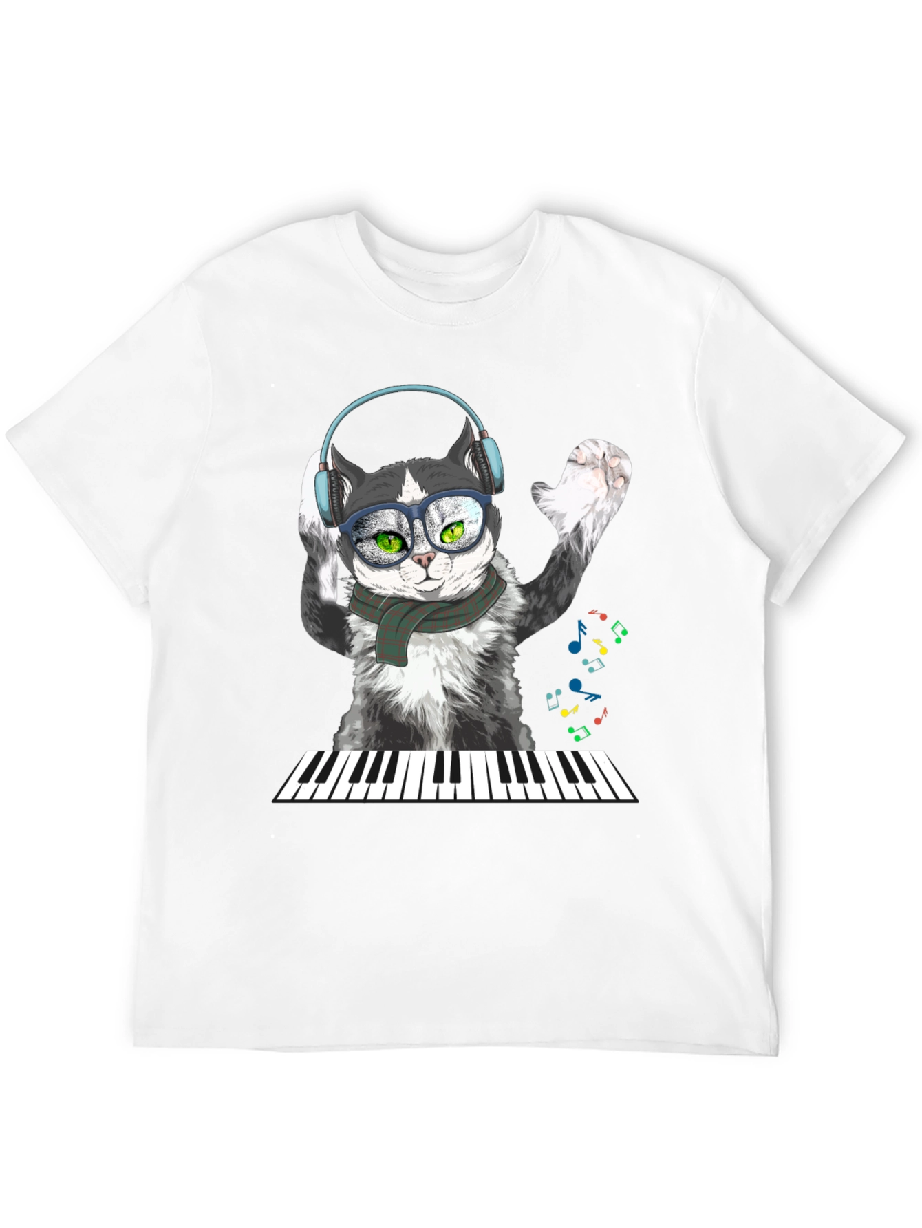 Black Cool Cat Musician T-Shirt view 12