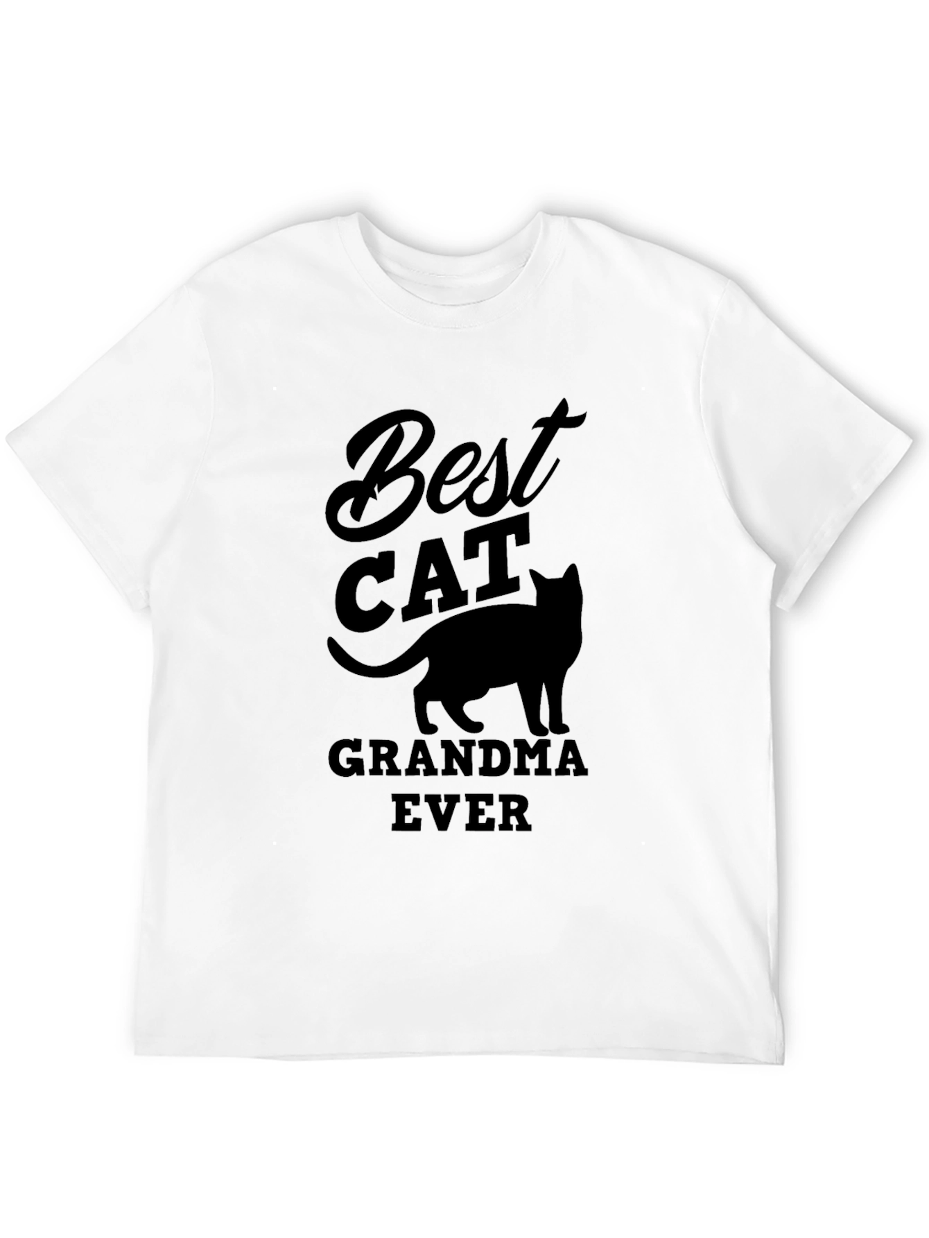 Black Best Cat Grandma Ever Black T-Shirt view 12