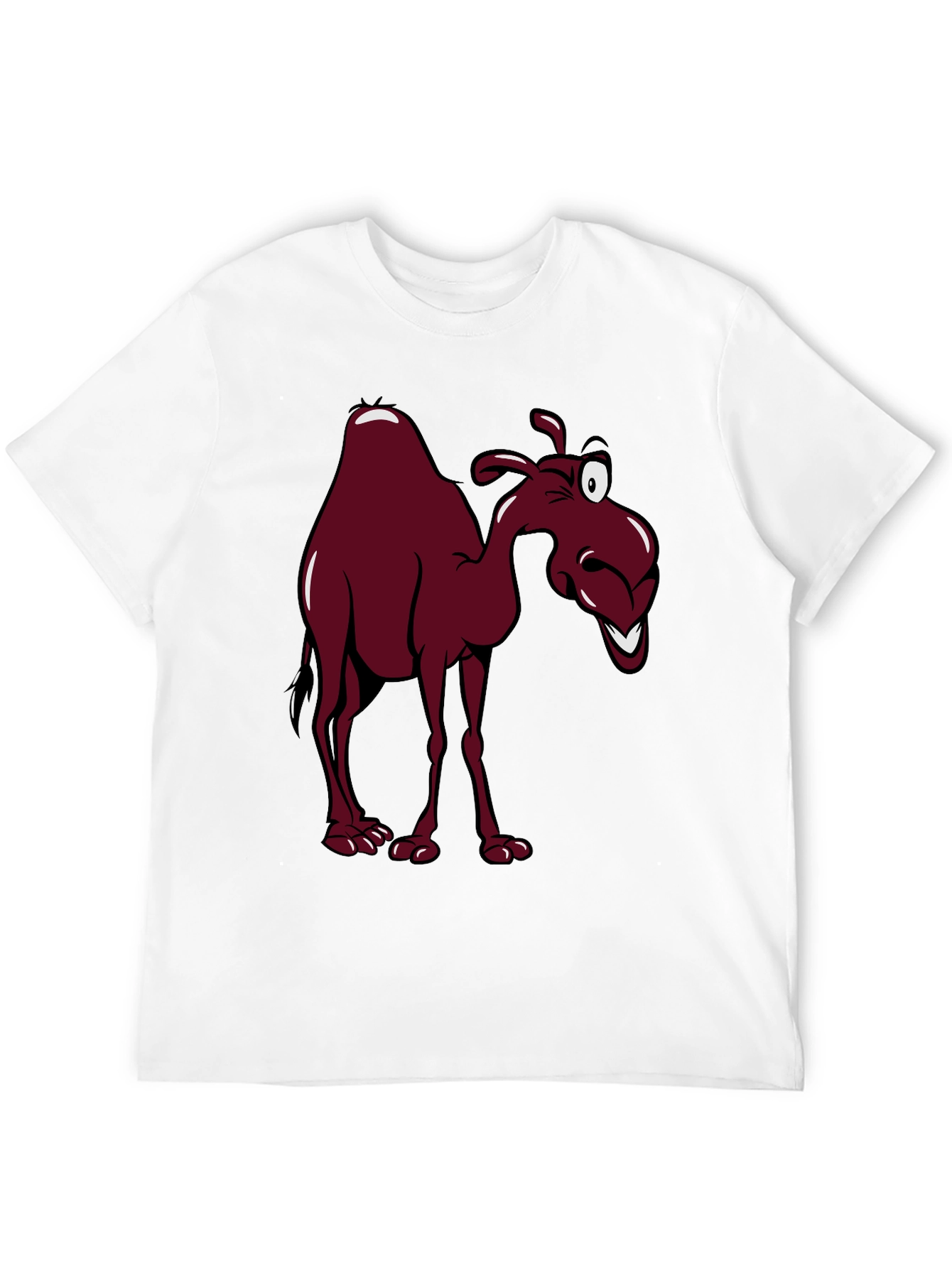 Black Cartoon Camel Graphic Tee - Black Unisex T-Shirt view 12