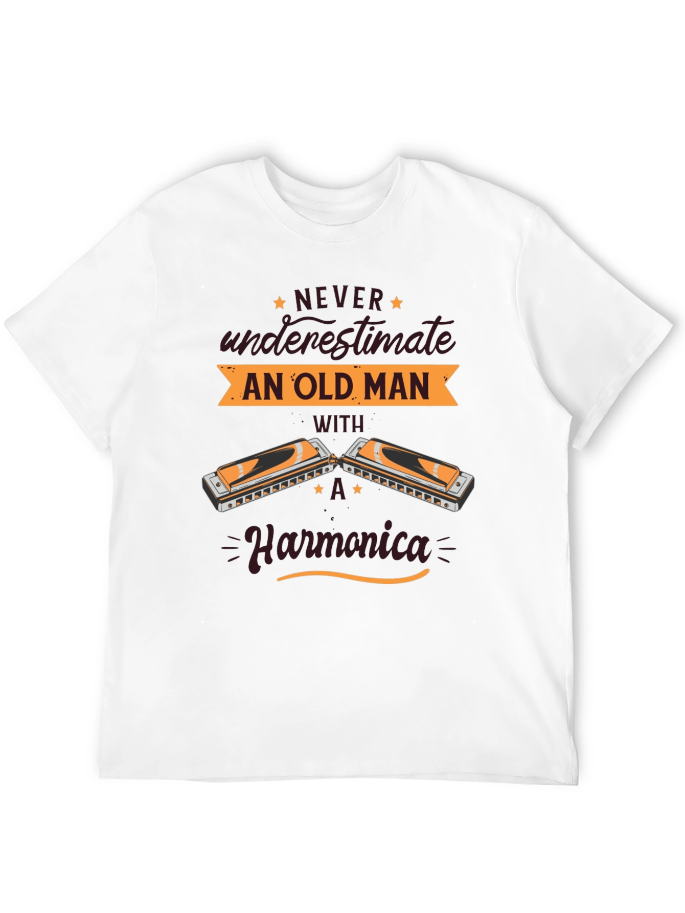 Black Old Man Harmonica T-Shirt  view 12