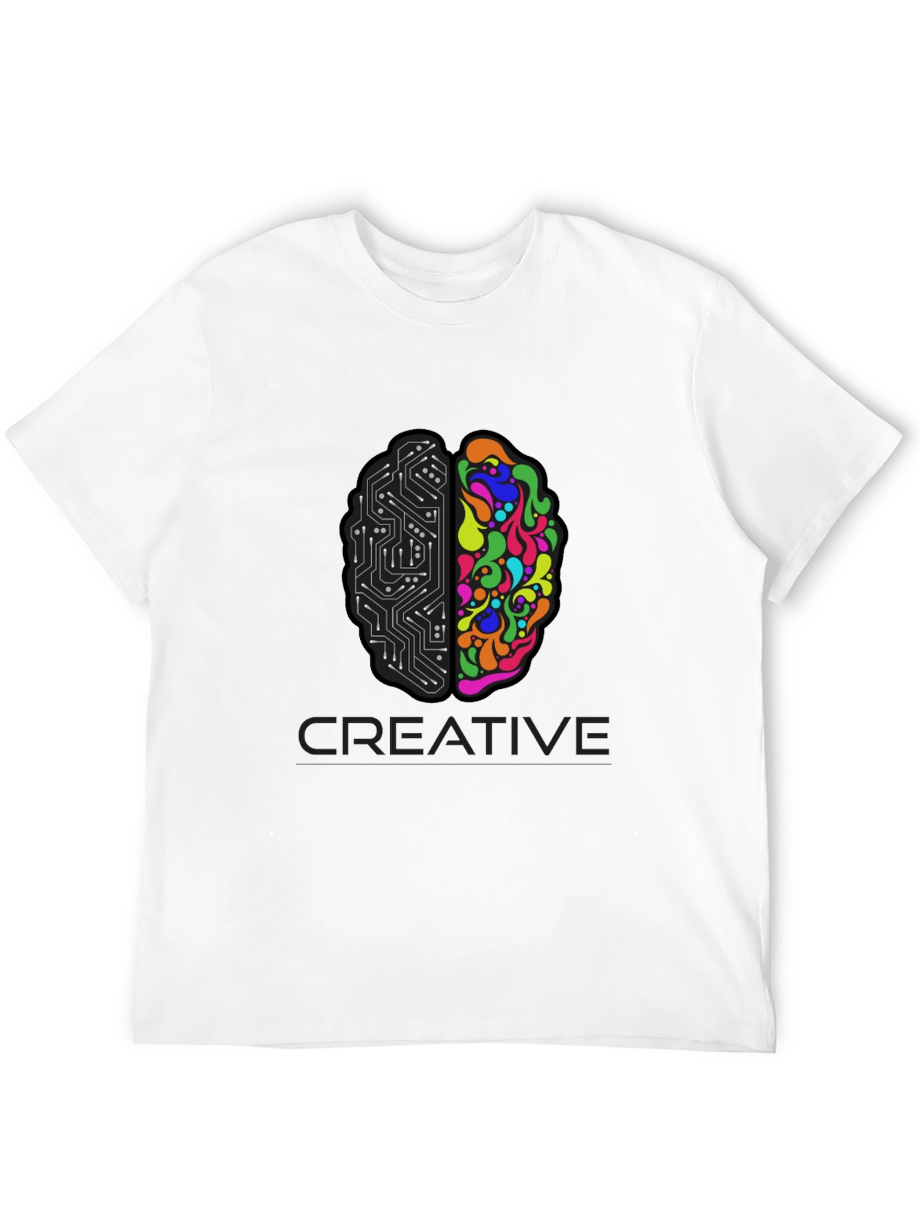 Black Creative Brain T-Shirt - Left & Right Brain Design view 12