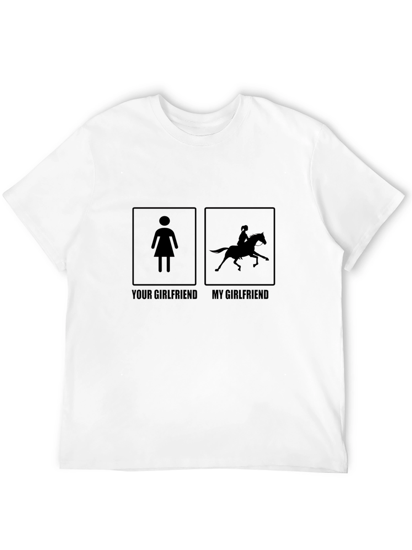 Black Humorous Horse Girl T-Shirt - 'My Girlfriend' Design view 12
