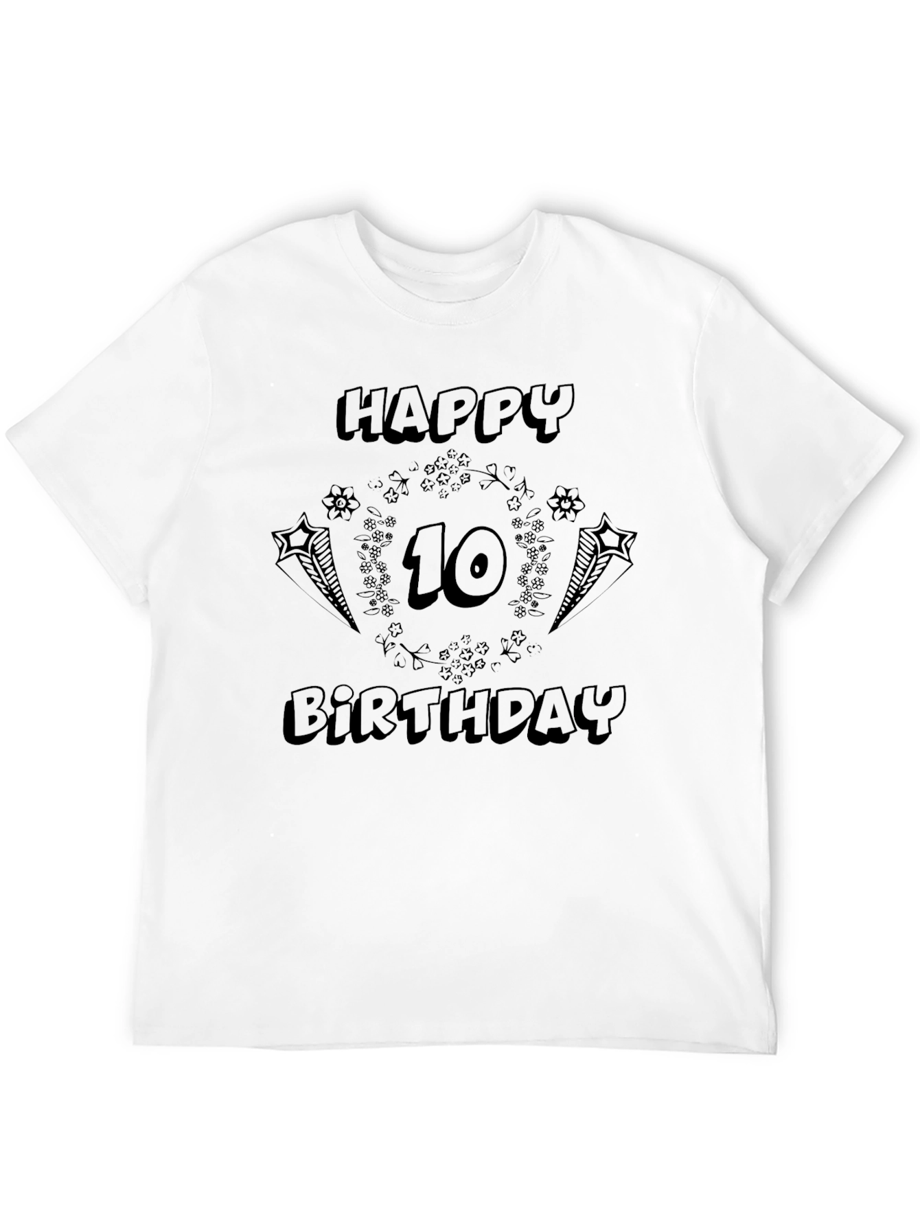 Black Happy 10th Birthday Black T-Shirt view 12