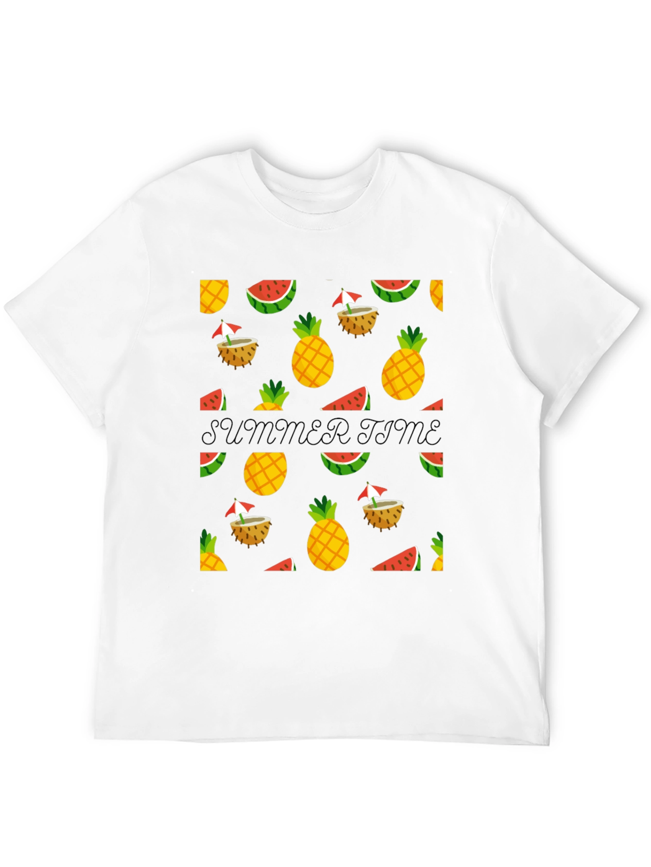 Black Summer Time Black Tee with Fruit Pattern view 12