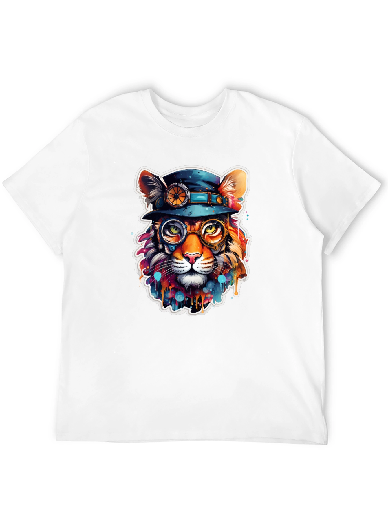 Black Steampunk Cat T-Shirt - Unique Animal Graphic Tee view 12