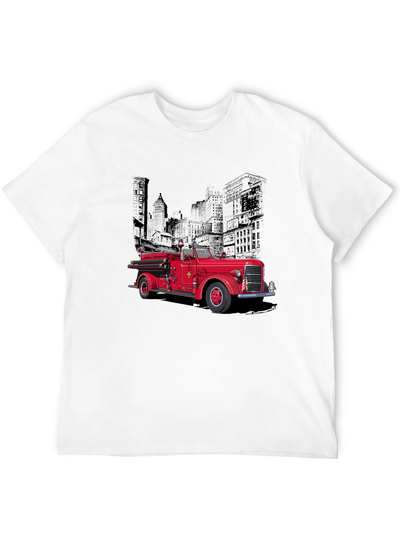 Black Vintage Fire Truck Graphic T-Shirt view 12