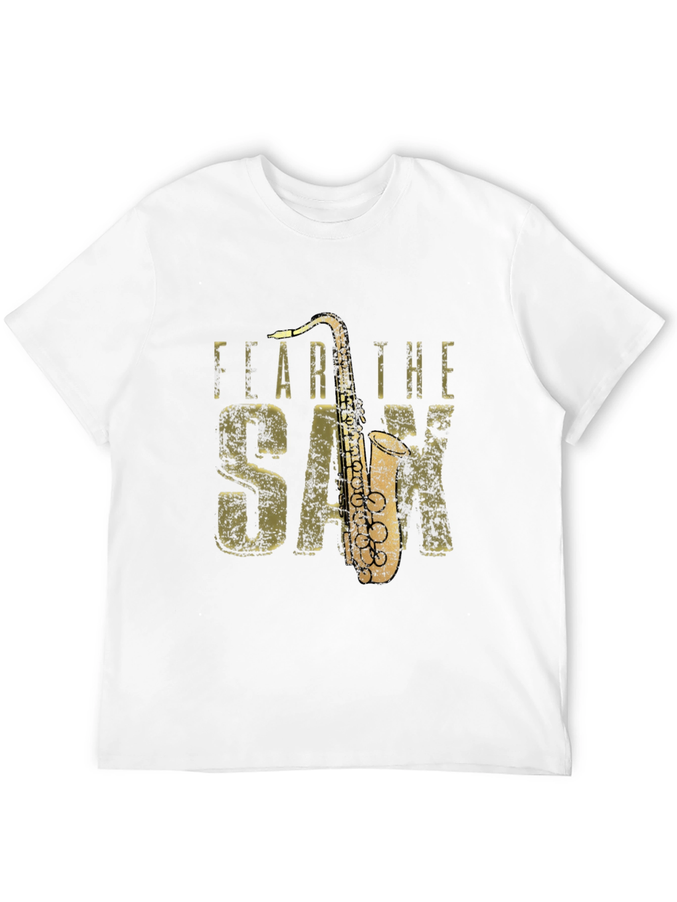 Black Fear the Sax T-Shirt - Black Cotton Tee with Saxophone Graphic view 12