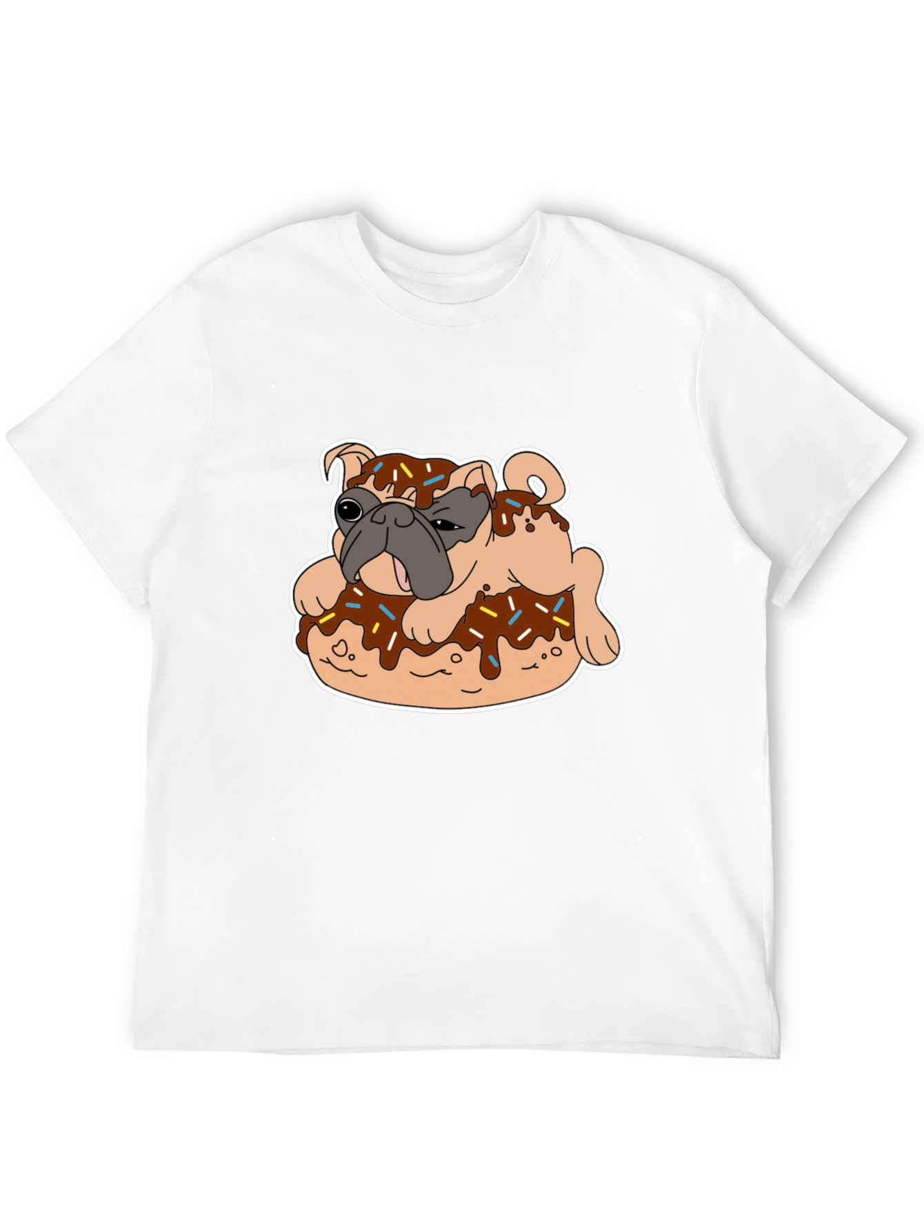 Black Pug on Donut Graphic Tee - Black T-Shirt view 12