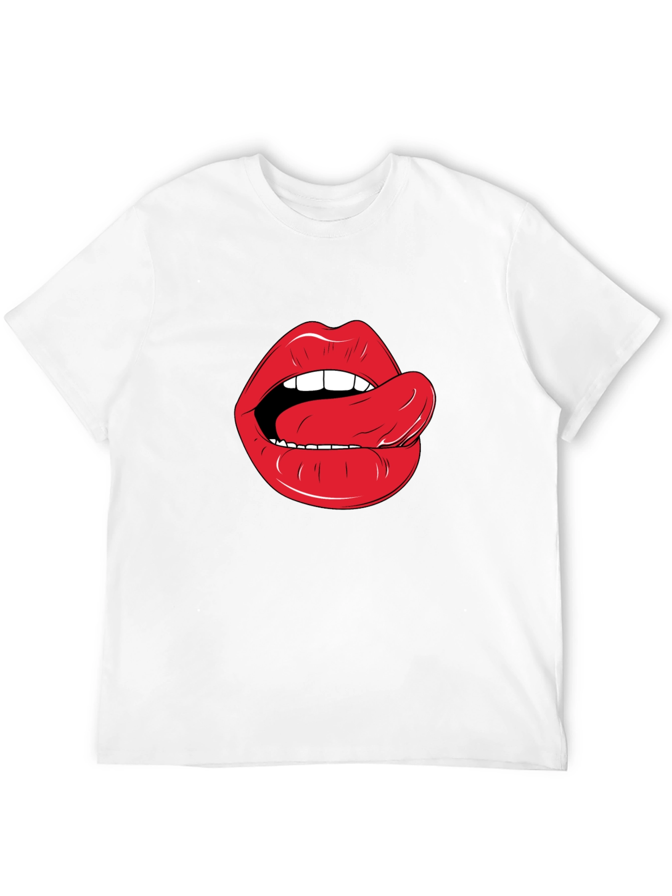 Black Lips & Tongue Graphic Tee - Black Cotton T-Shirt view 12