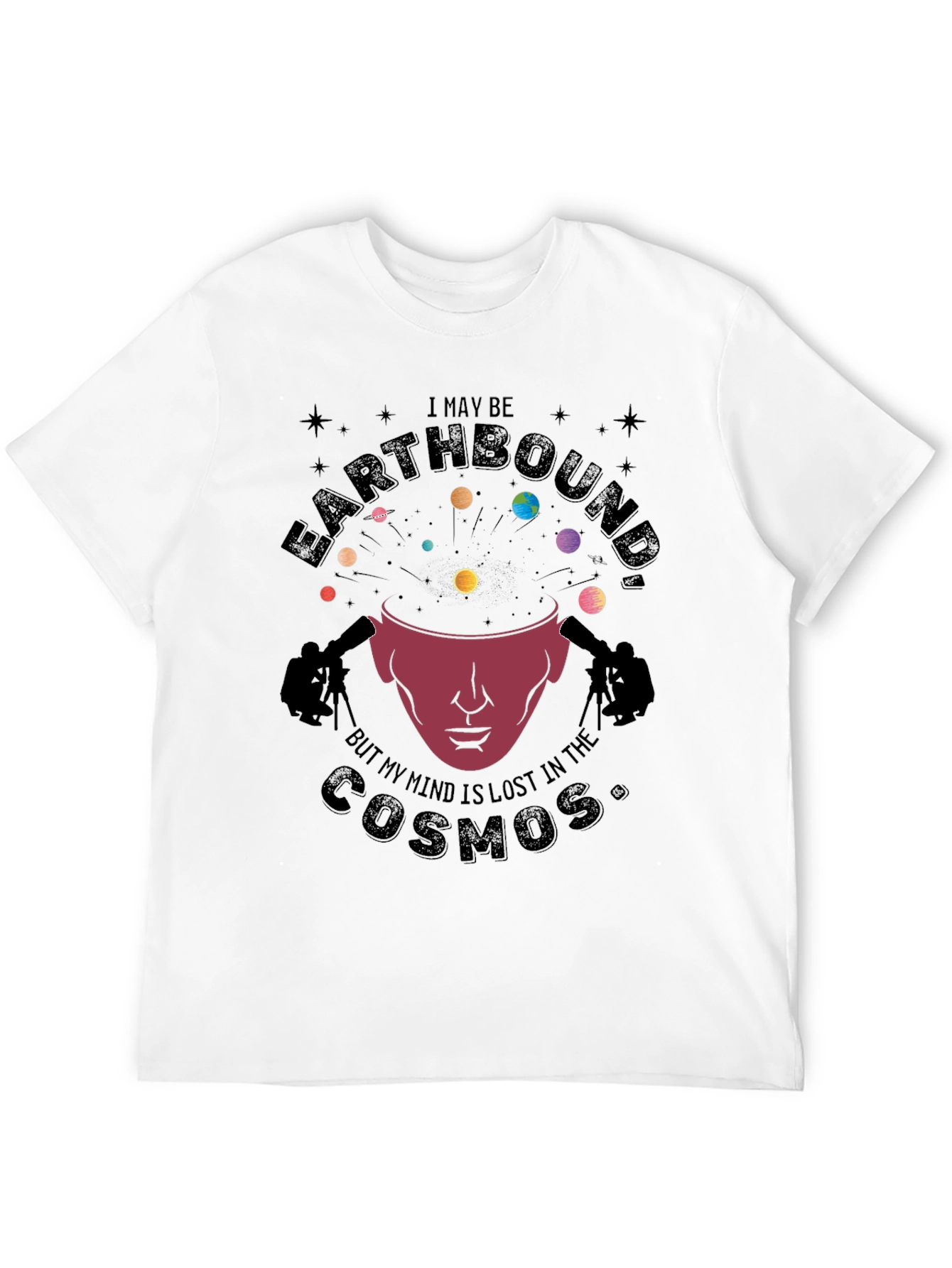Black Earthbound Cosmos Graphic T-Shirt view 12