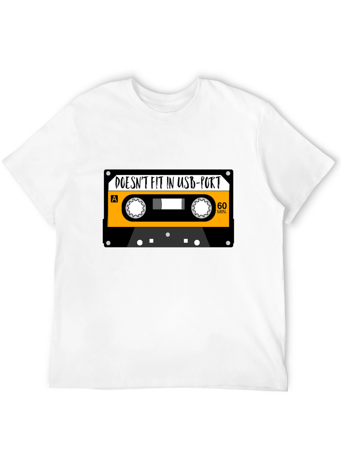 Black Retro Cassette Tape USB Port T-Shirt - Funny Music Tee view 12