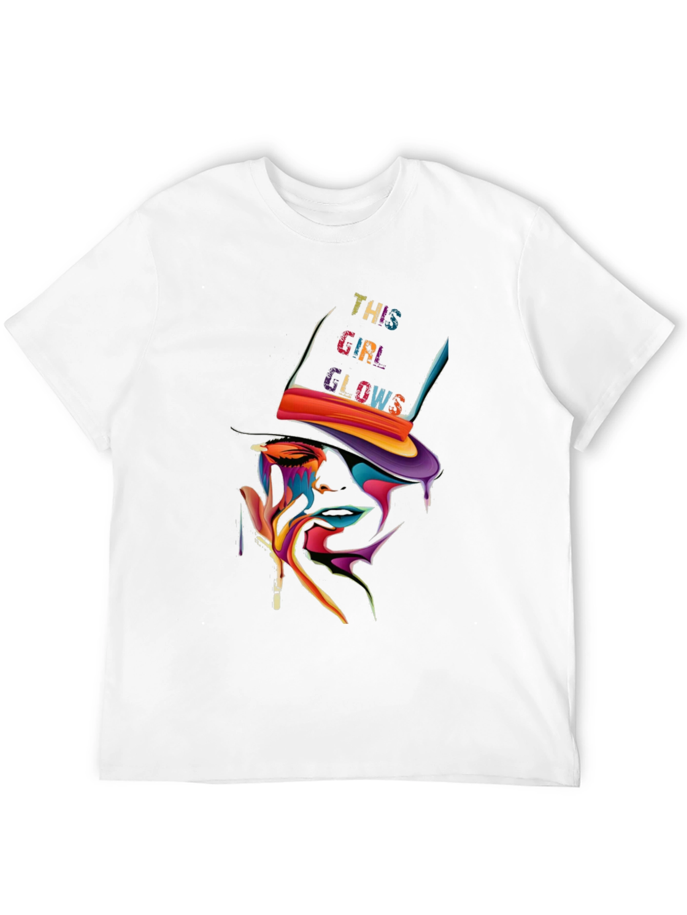 Black Colorful "This Girl Glows" Graphic Print Black T-Shirt view 12