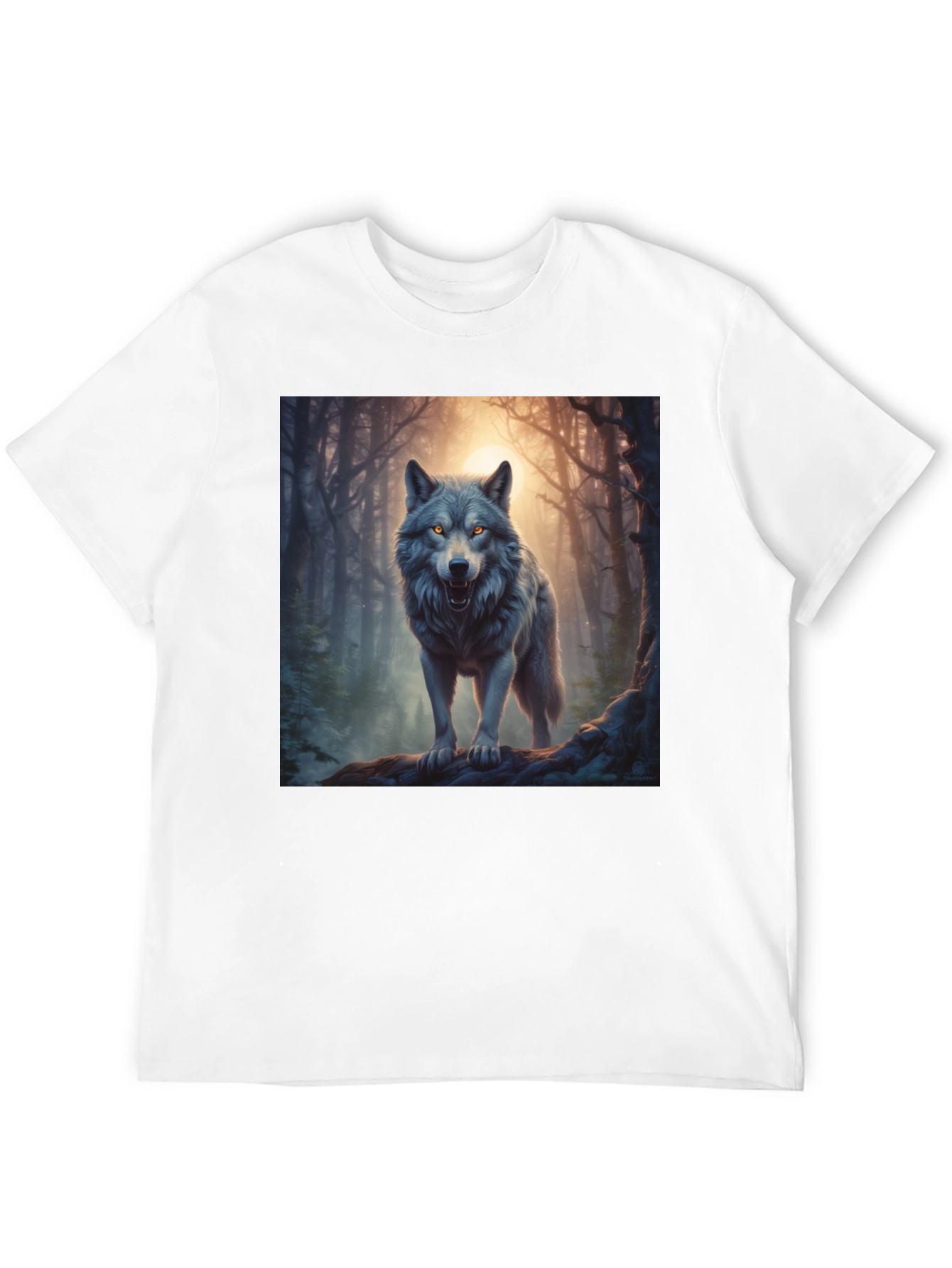 Black Wolf Graphic Tee - Forest Predator Print view 12