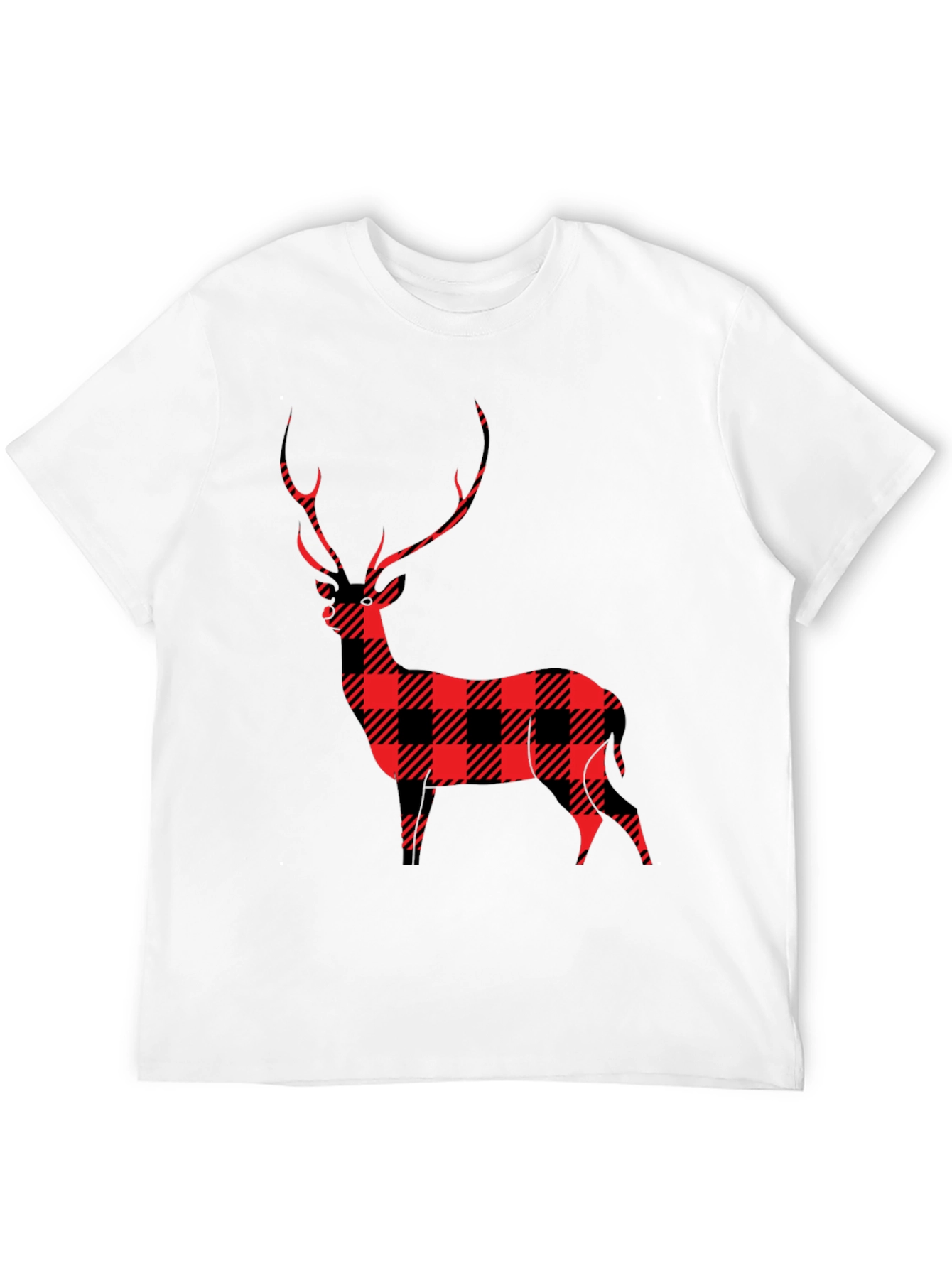 Black Buffalo Plaid Deer Graphic Tee view 12