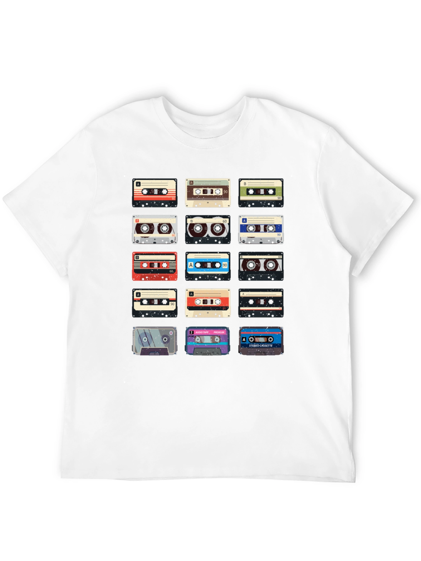 Black Retro Cassette Tape Graphic Tee - Vintage Music Lover Shirt view 12