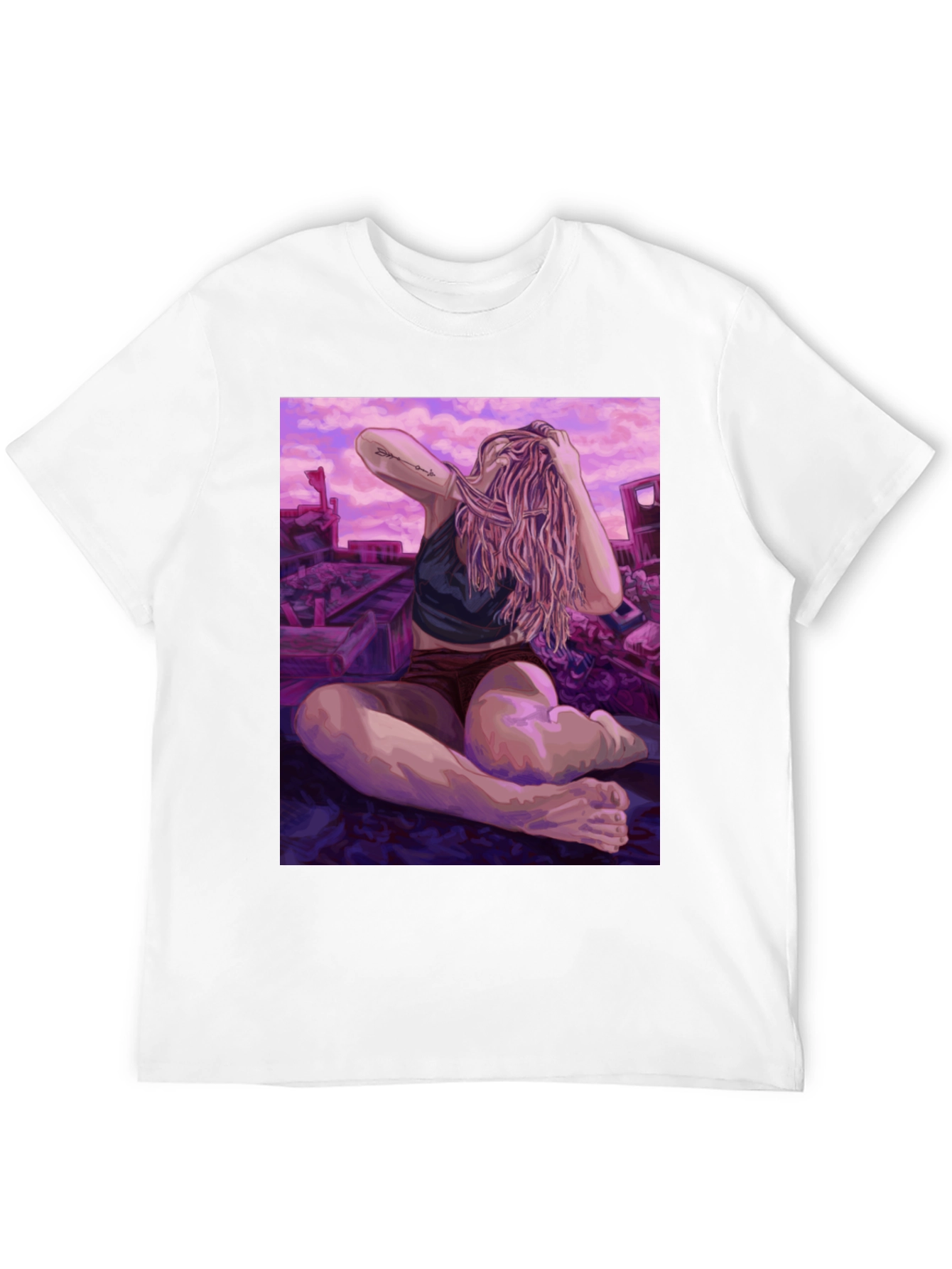 Black Artistic Woman on Ruins Graphic Tee - Unisex view 12
