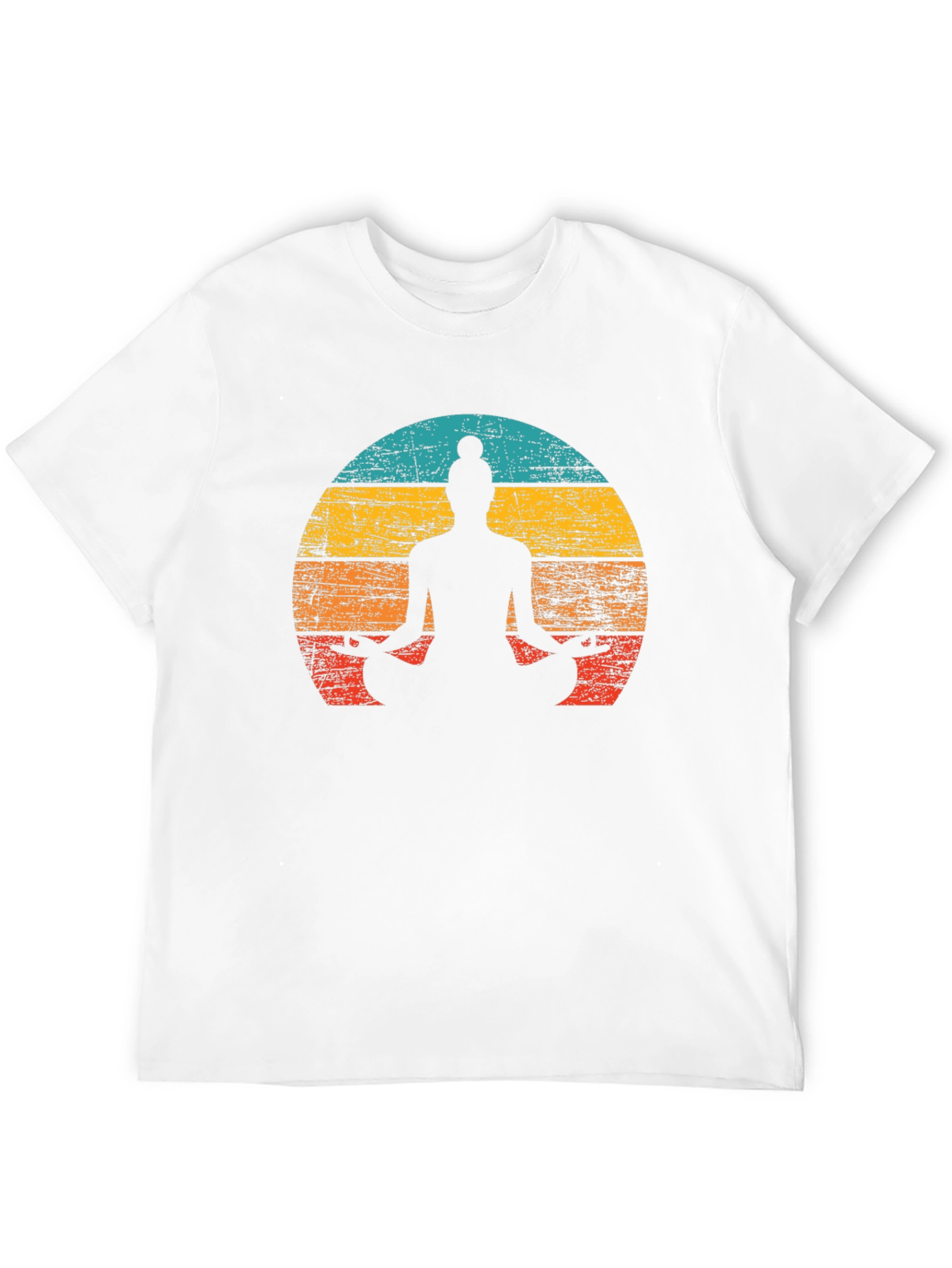 Black Yoga Silhouette Retro Sunset Graphic Tee - Unisex view 12