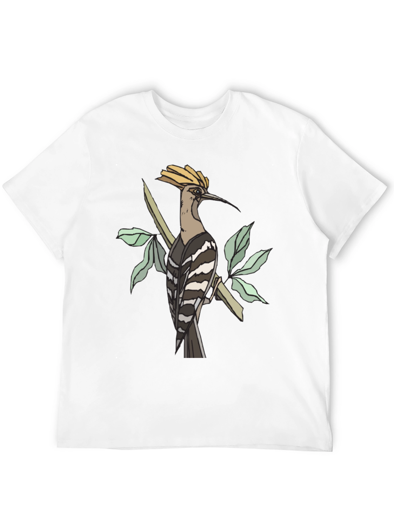 Black Hoopoe Bird Graphic Tee - Black Cotton T-Shirt view 12