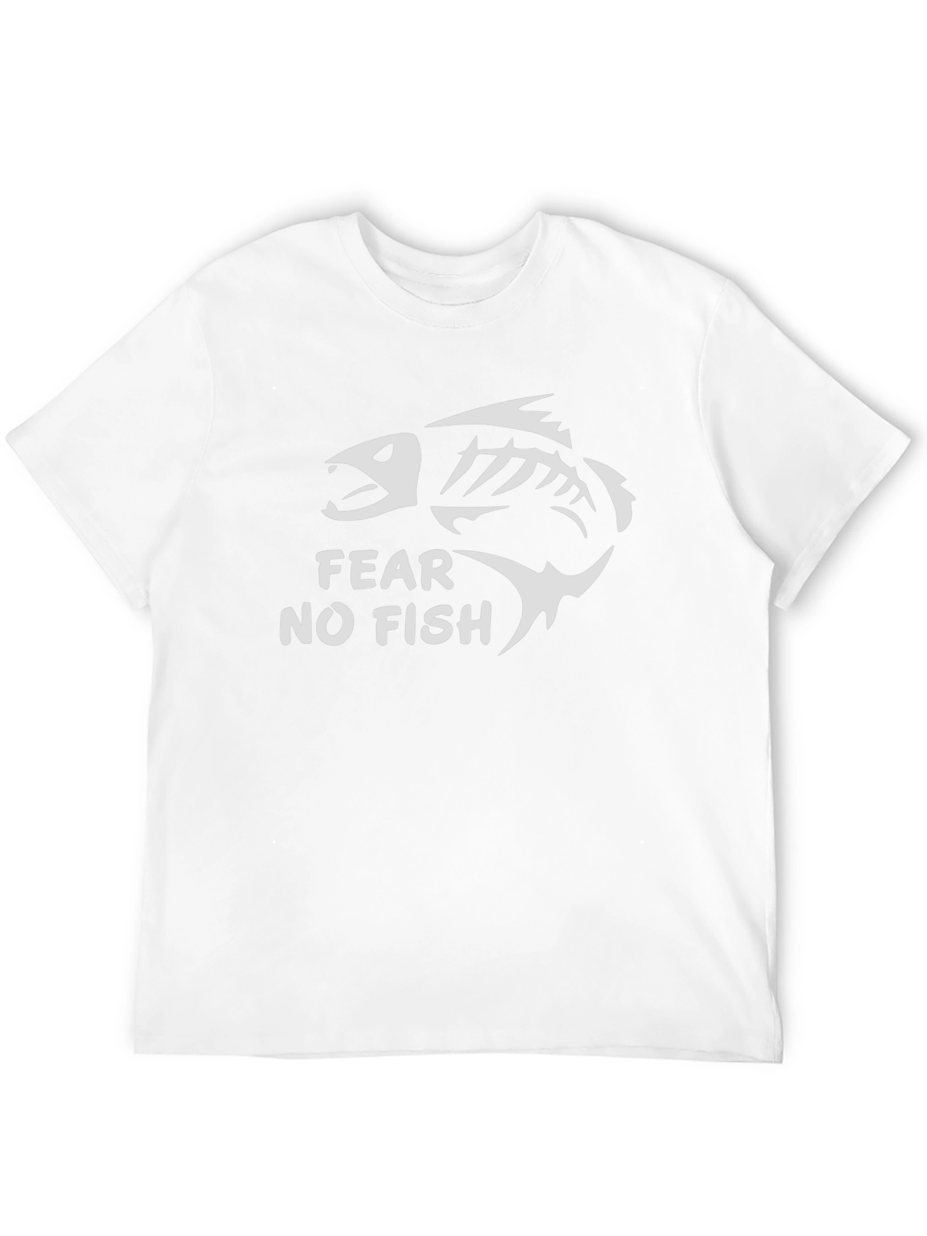 Black Fear No Fish Black Cotton Tee - Skeleton Fish Graphic T-Shirt view 12