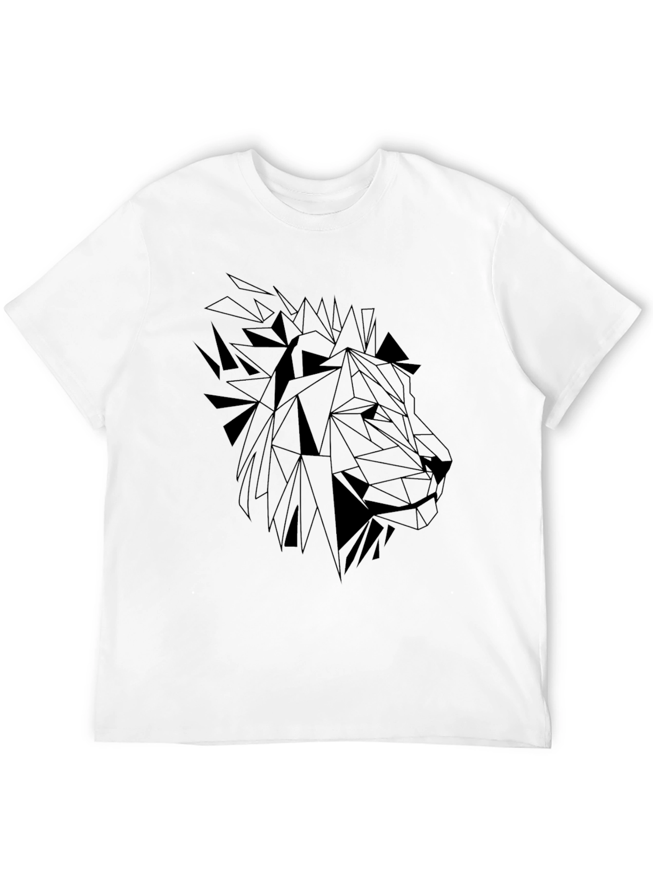 Black Geometric Lion Graphic Tee - Black Cotton Shirt view 12