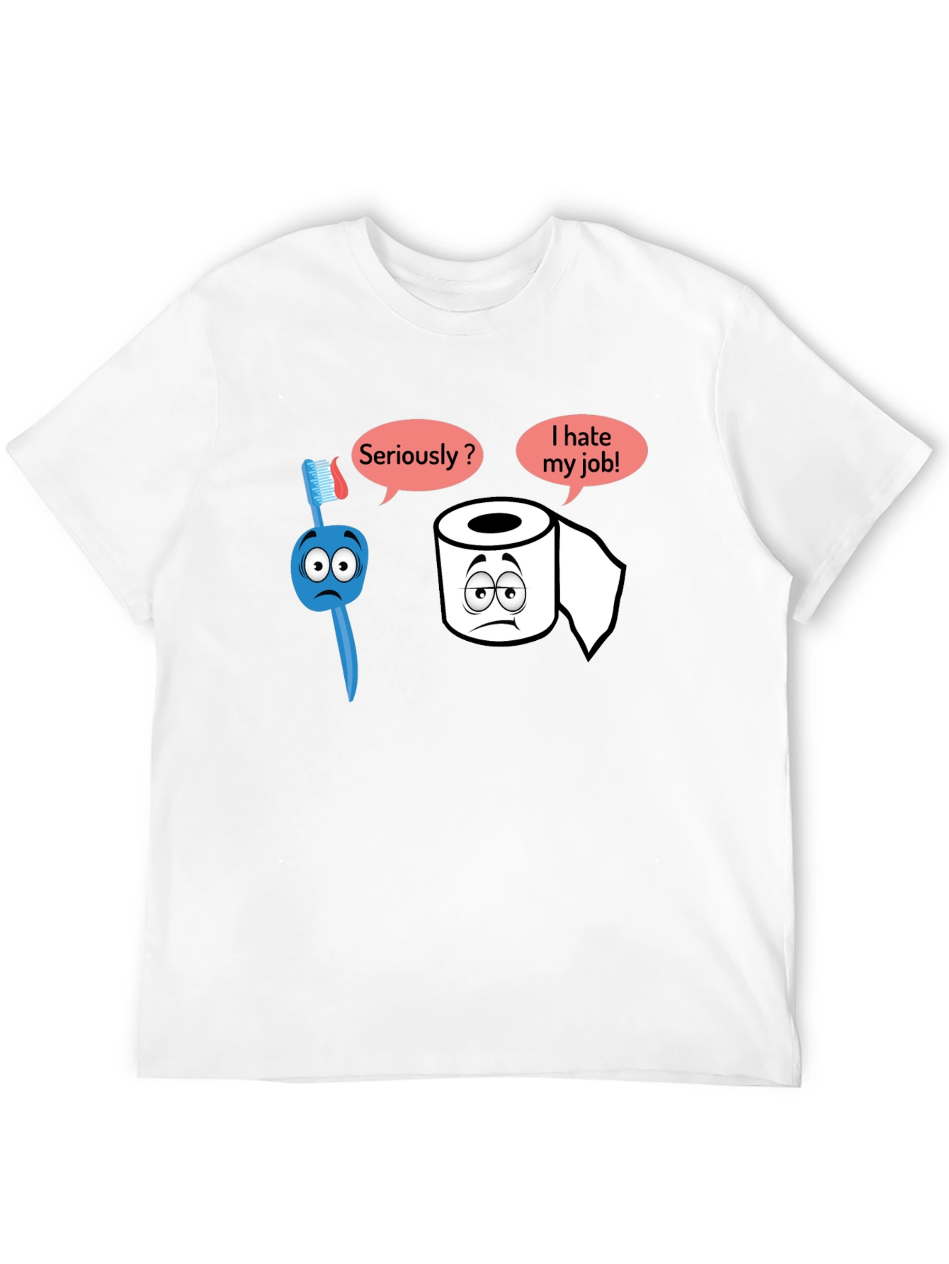 Black Humorous T-Shirt: Toothbrush and Toilet Paper view 12