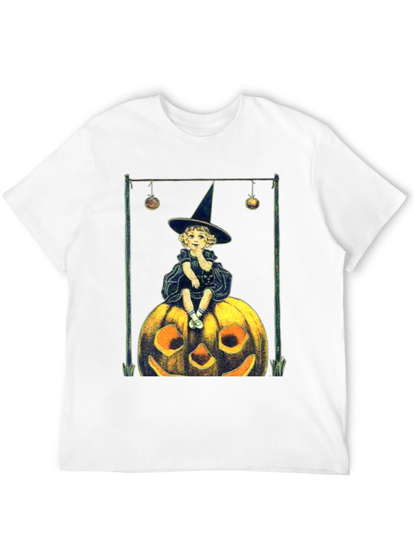 Black Vintage Witch on Pumpkin Halloween Tee view 12