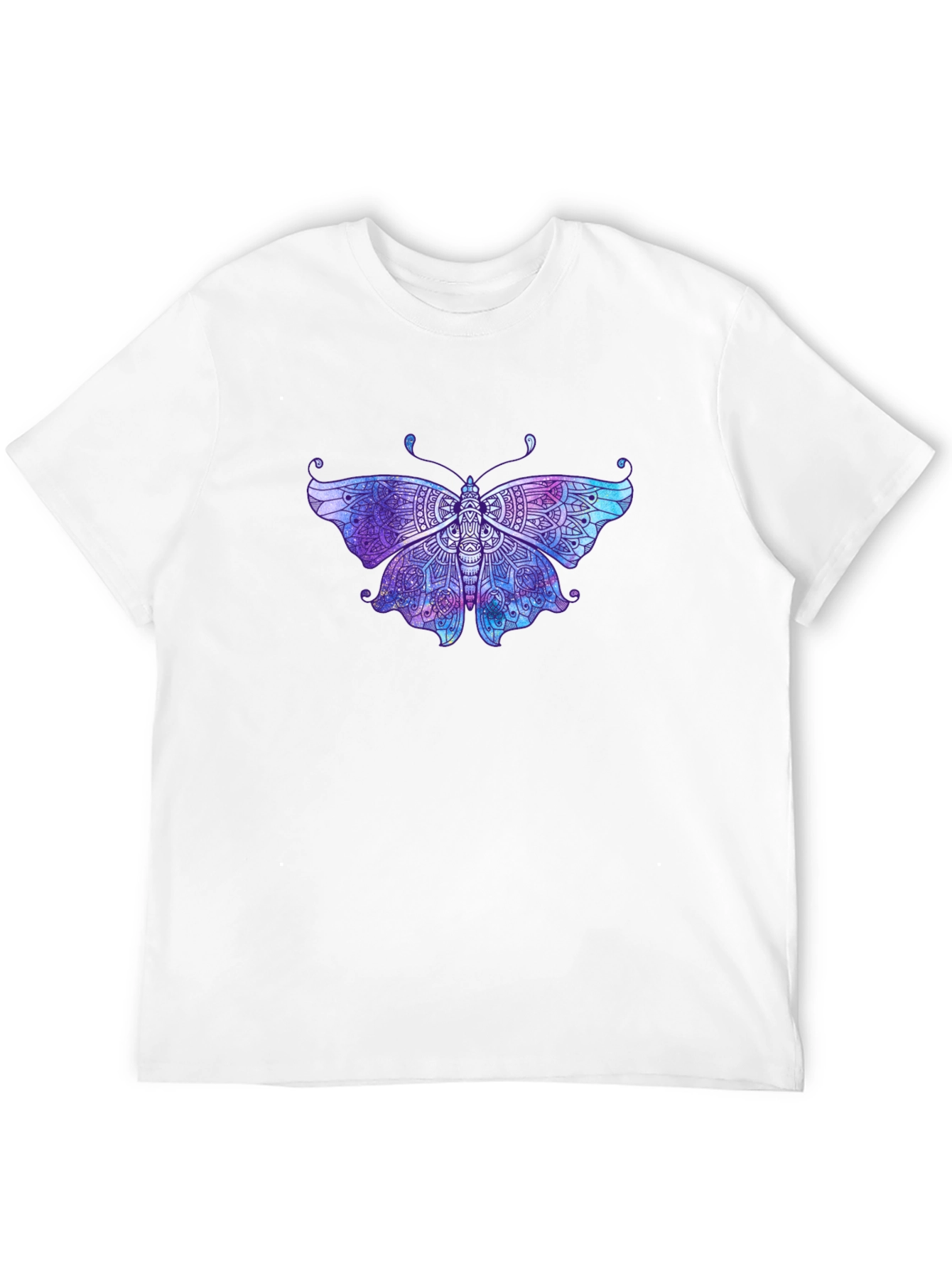 Black Butterfly Mandala Graphic Tee - Black Cotton T-Shirt view 12