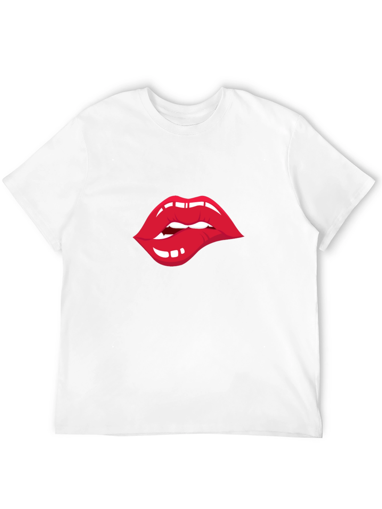 Black Biting Lips Graphic T-Shirt - Unisex Crew Neck Tee view 12
