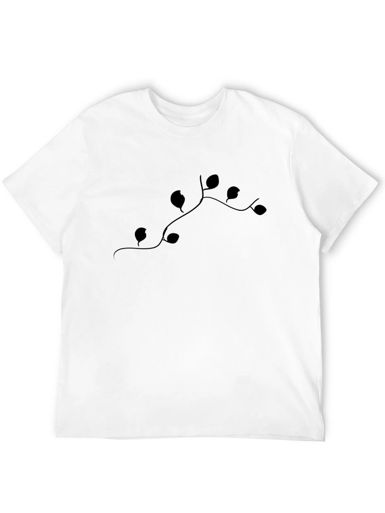 Black Men's Black T-Shirt with Vine Graphic view 12