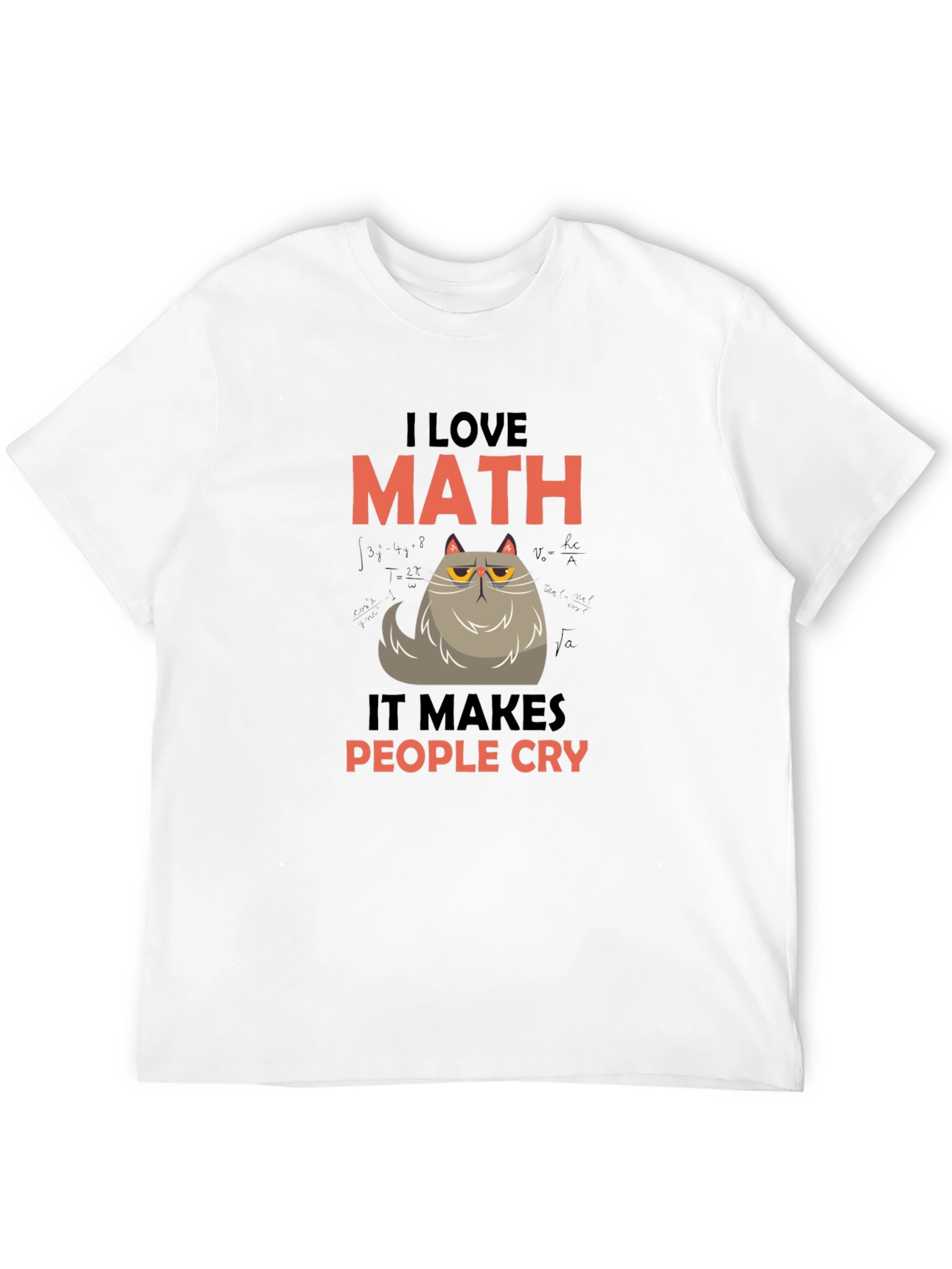 Black I Love Math Funny Cat Graphic T-Shirt view 12