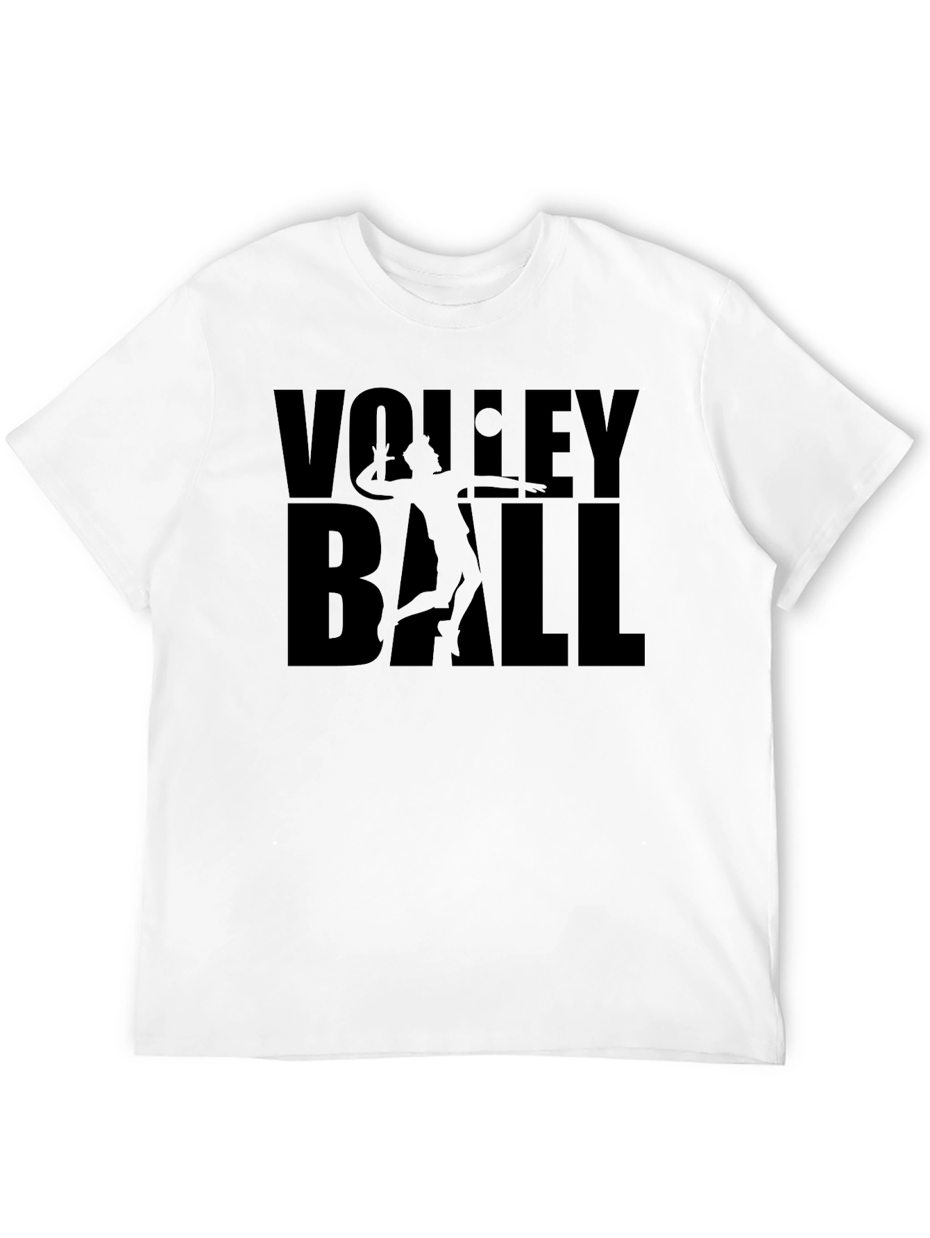 Black Volleyball Player Graphic Print Crew Neck T-Shirt view 12