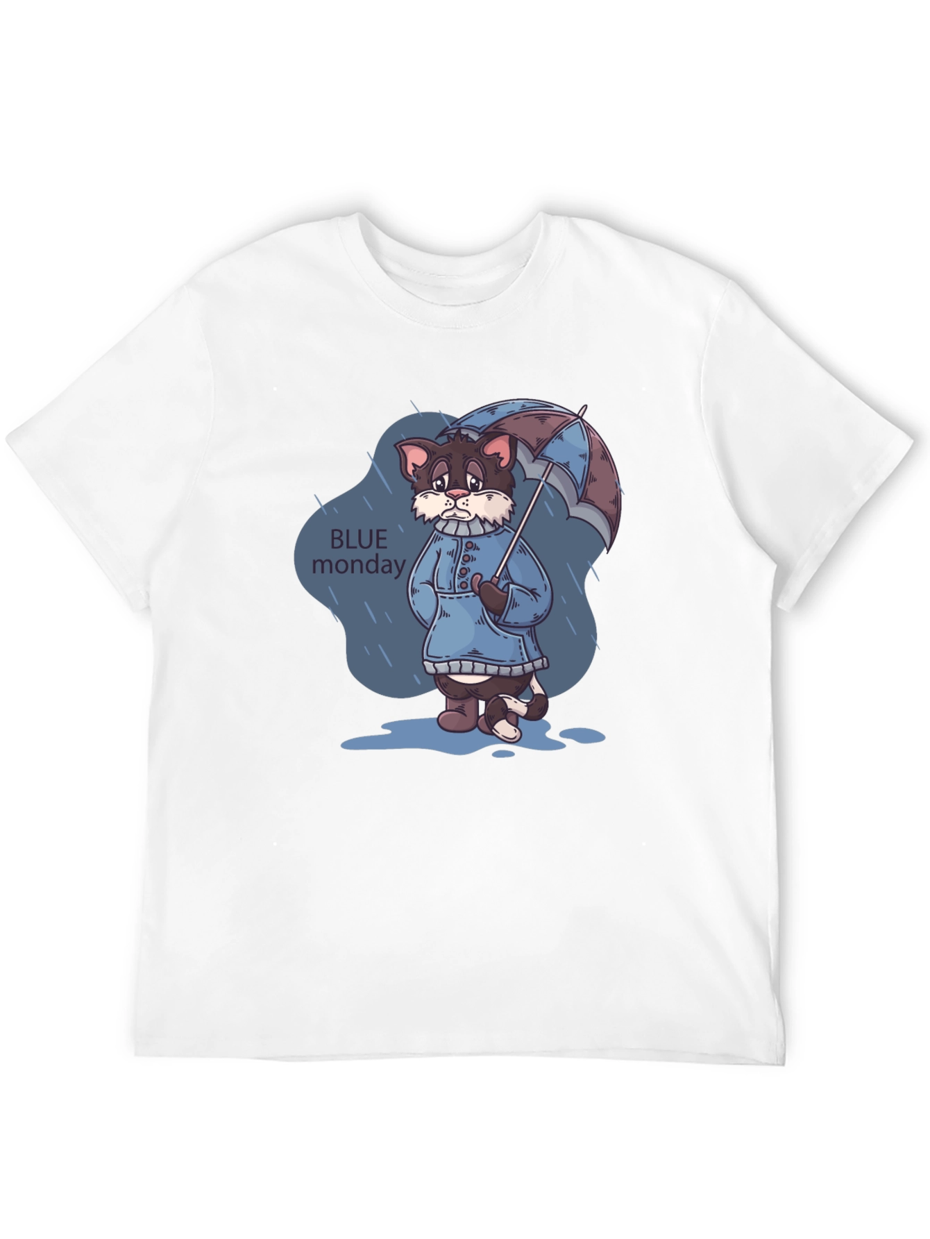 Black Blue Monday Cat T-Shirt - Rainy Day Style view 12