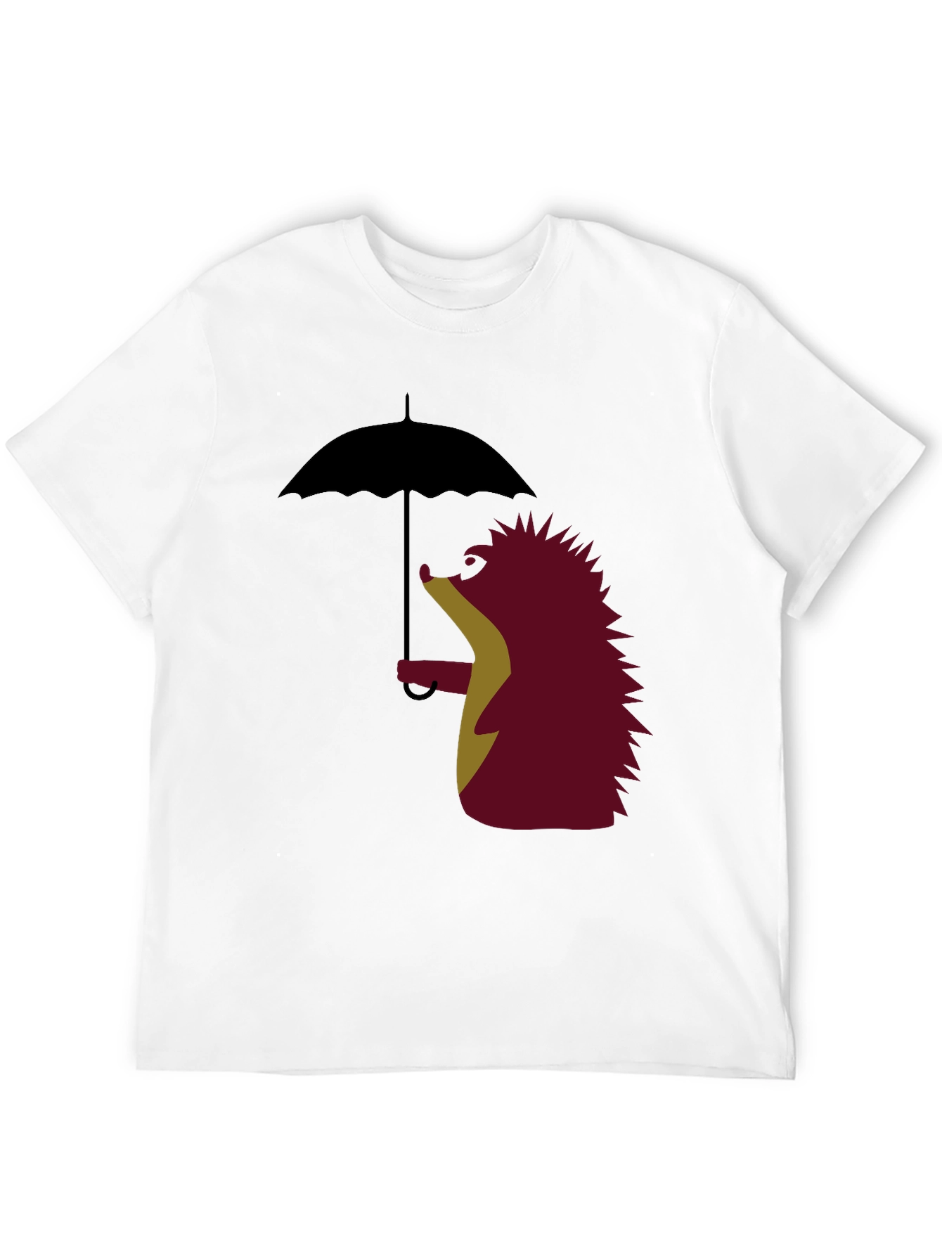 Black Whimsical Hedgehog Under Umbrella Graphic Tee view 12