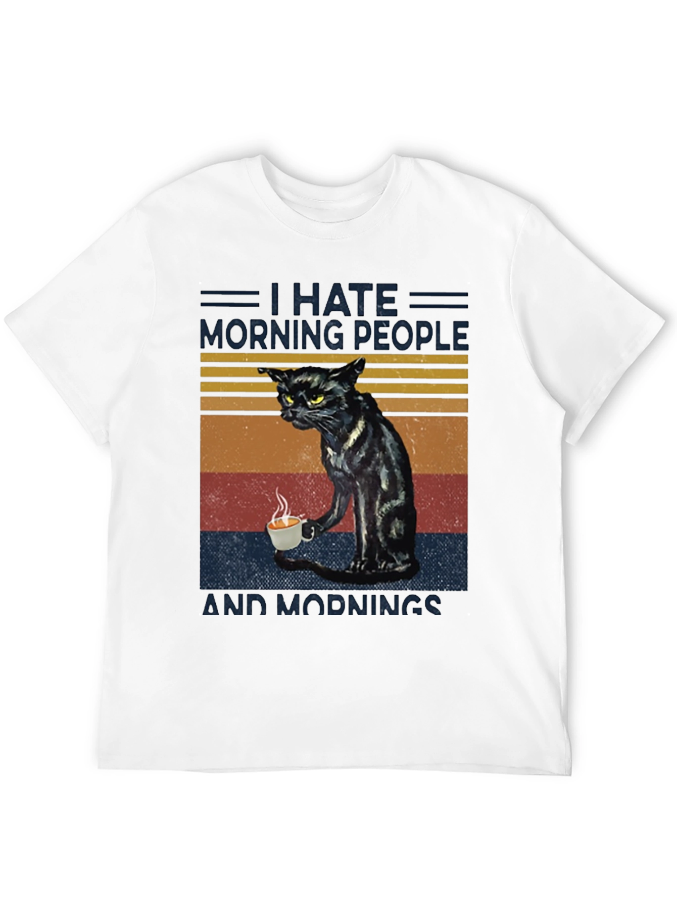 Black I Hate Morning People Cat Graphic T-Shirt view 12