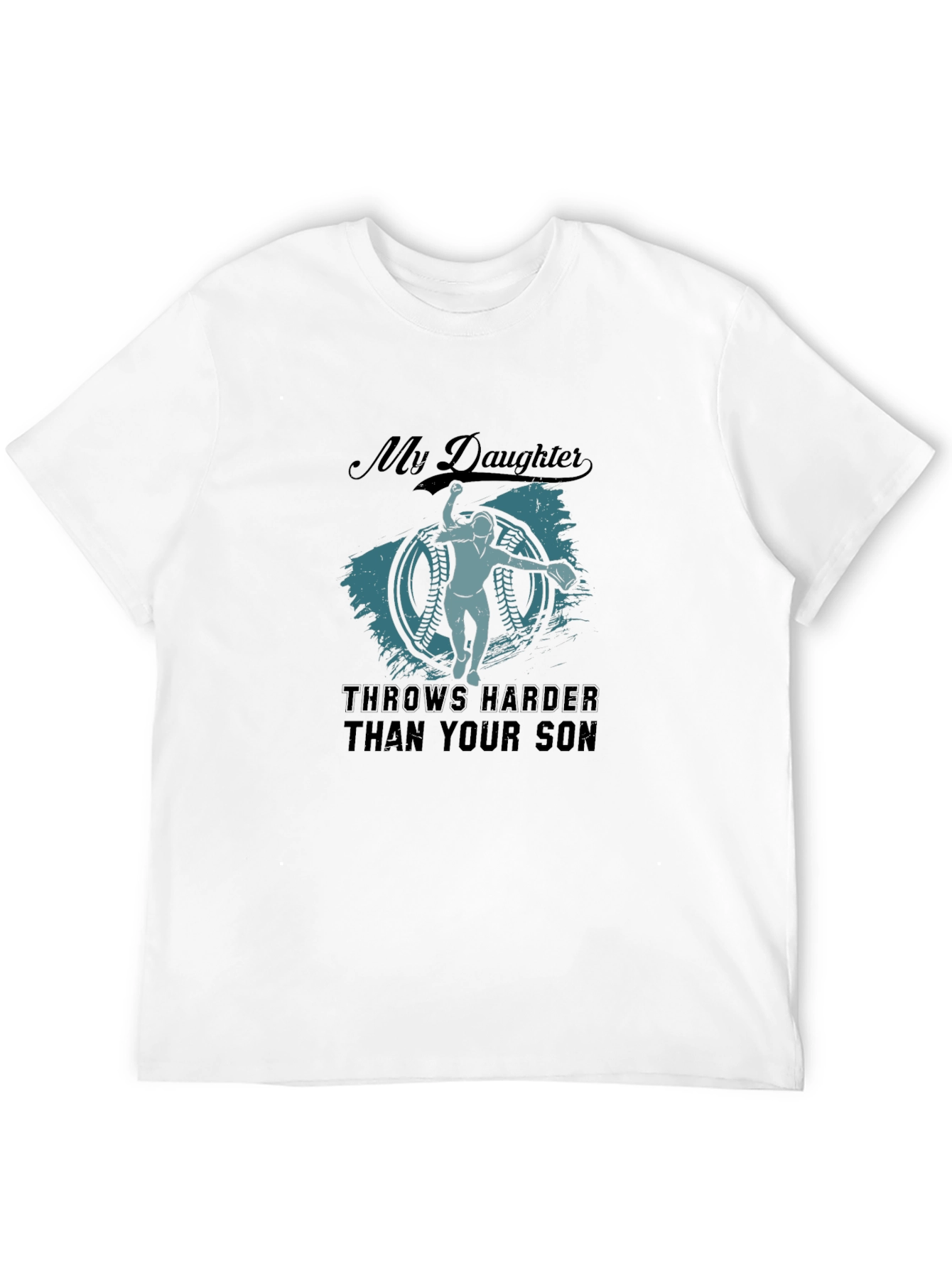 Black My Daughter Throws Harder T-Shirt - Baseball Apparel view 12